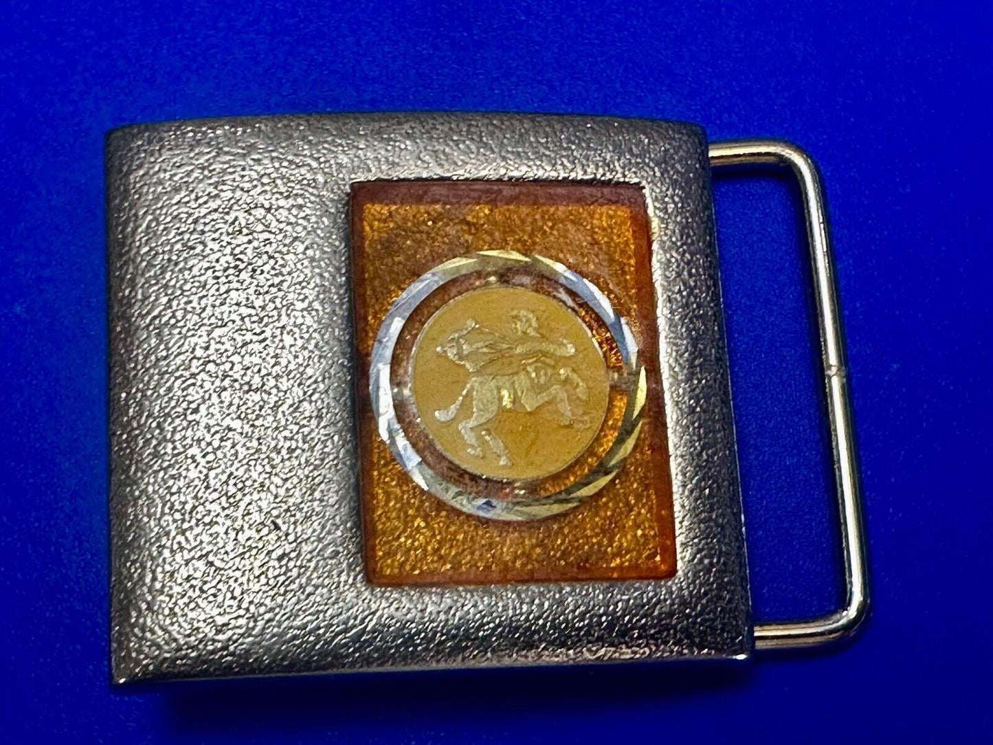 Symbol? Dancing Couple? - Vintage Two Tone Belt Buckle by Lee NY