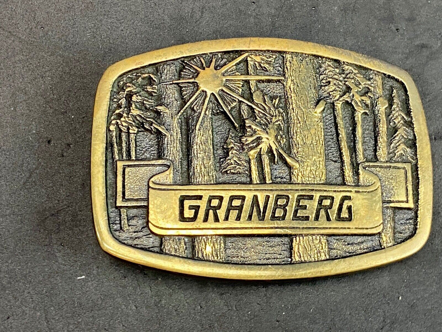 Vintage BTS GRANBERGs Industries solid brass promotional belt buckle