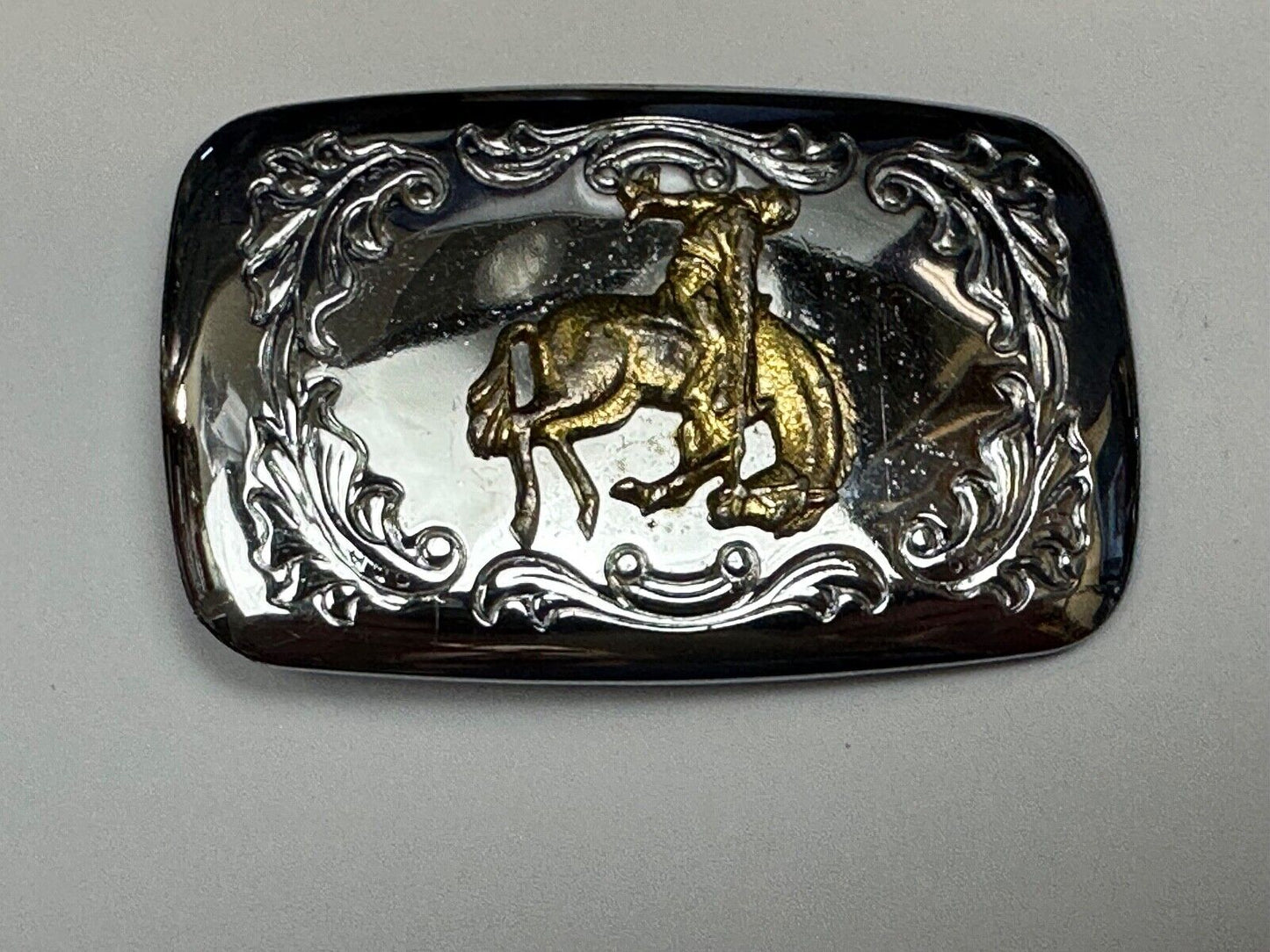 Vintage END of the trail Horse Cowboy hat off Vintage two tone belt buckle