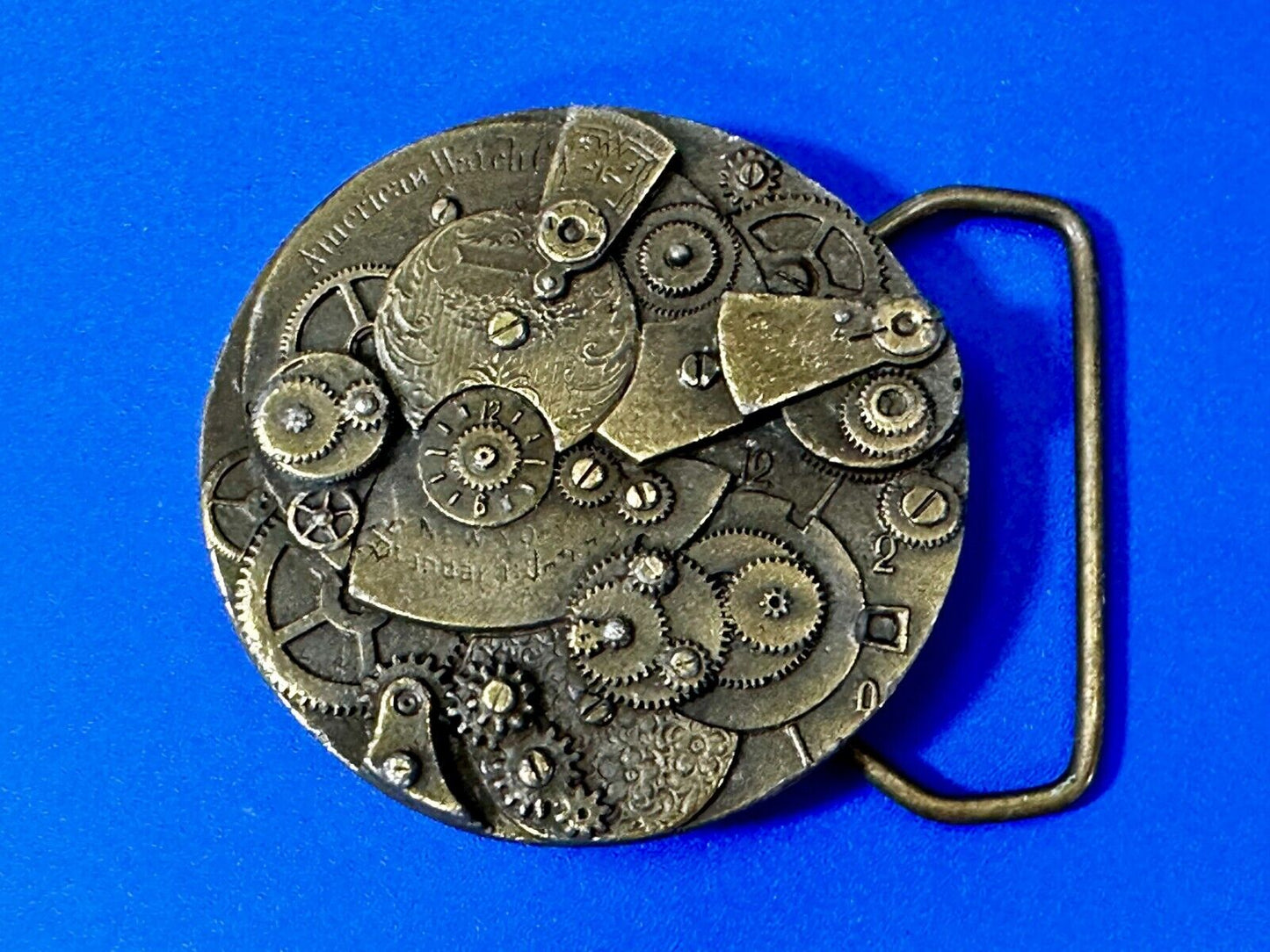American Watchmakers Watch Parts Steampunk Gears Clock Round Belt Buckle