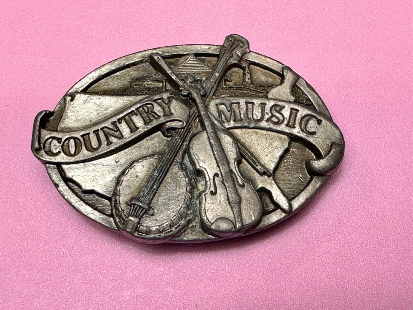 1984 Country Music - Guitar & Banjo pickers Vintage Siskiyou belt buckle E-29