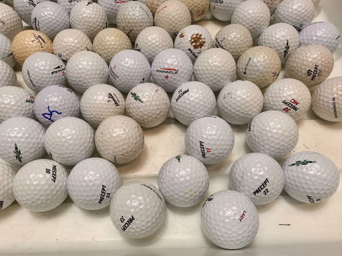 Around 75 used Golf Balls Lot Precept Noodle, Dunlop Pinnacle great for practice