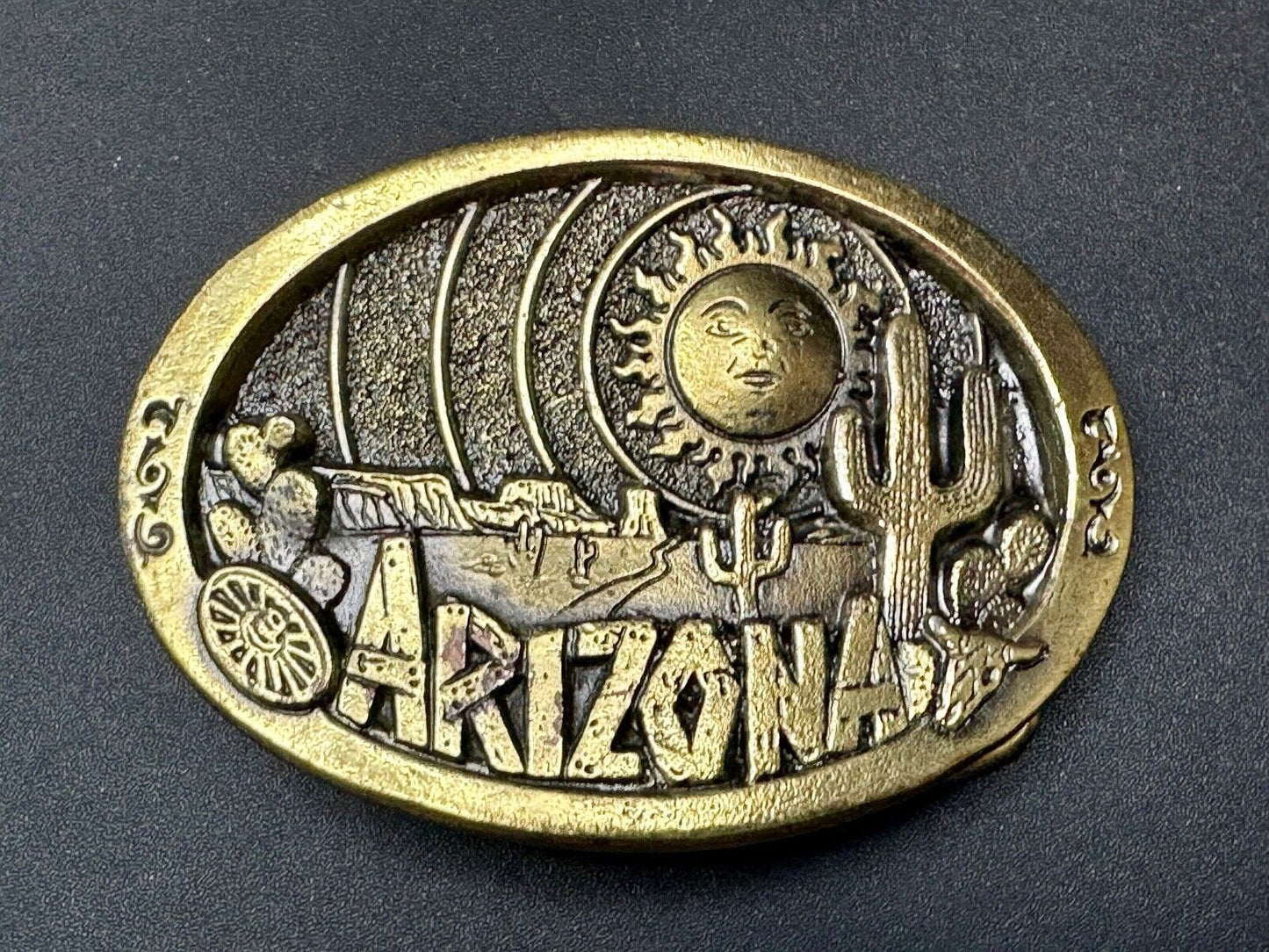 Arizona State Commemorative Desert Scene 1980 The Great American Belt Buckle Co