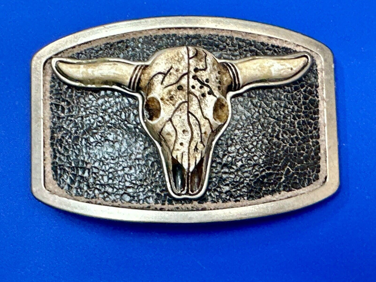 Texas Longhorn Silver tone Faux Leather backing Belt Buckle by Classico Itallio