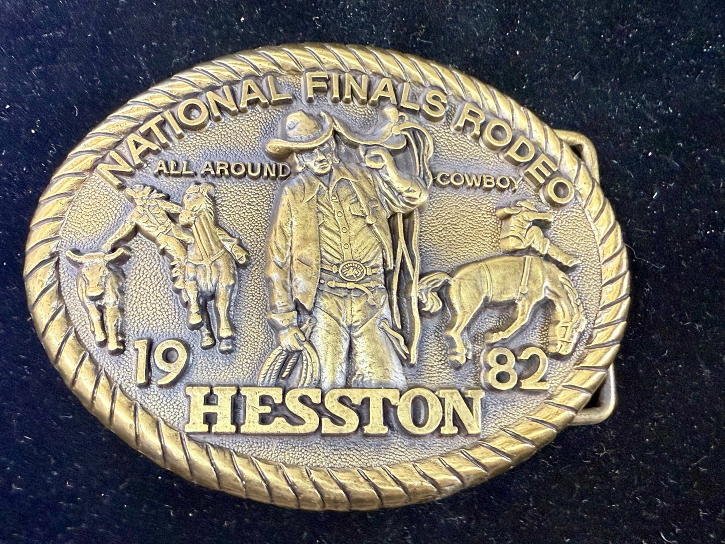 1982 Hesston NFR National Finals Rodeo All Around Cowboy Belt Buckle