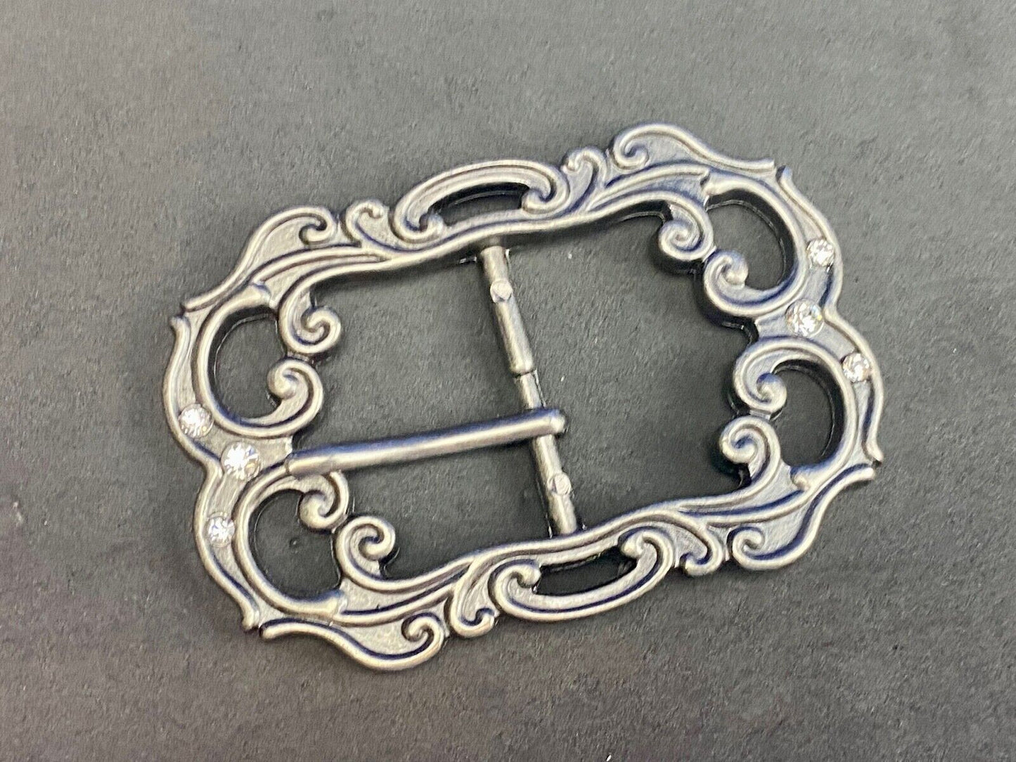 Beautiful simple silver color see through pattern women's belt buckle w/ accents