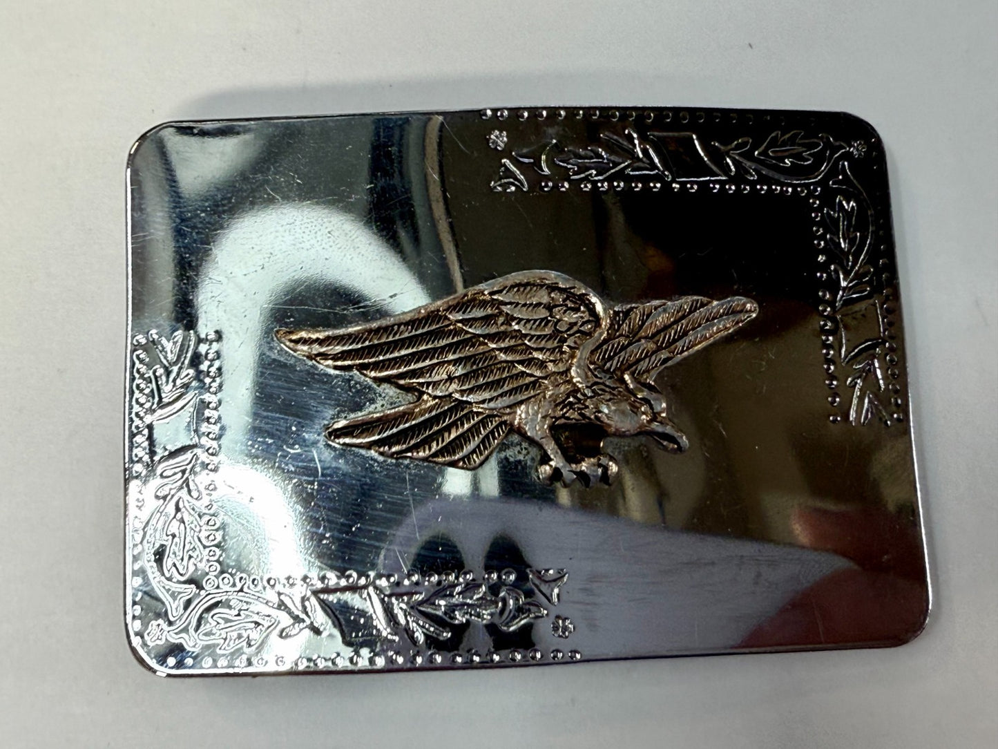 American Eagle Flying Diving Hunting on Reflective Two Tone Western Belt Buckle