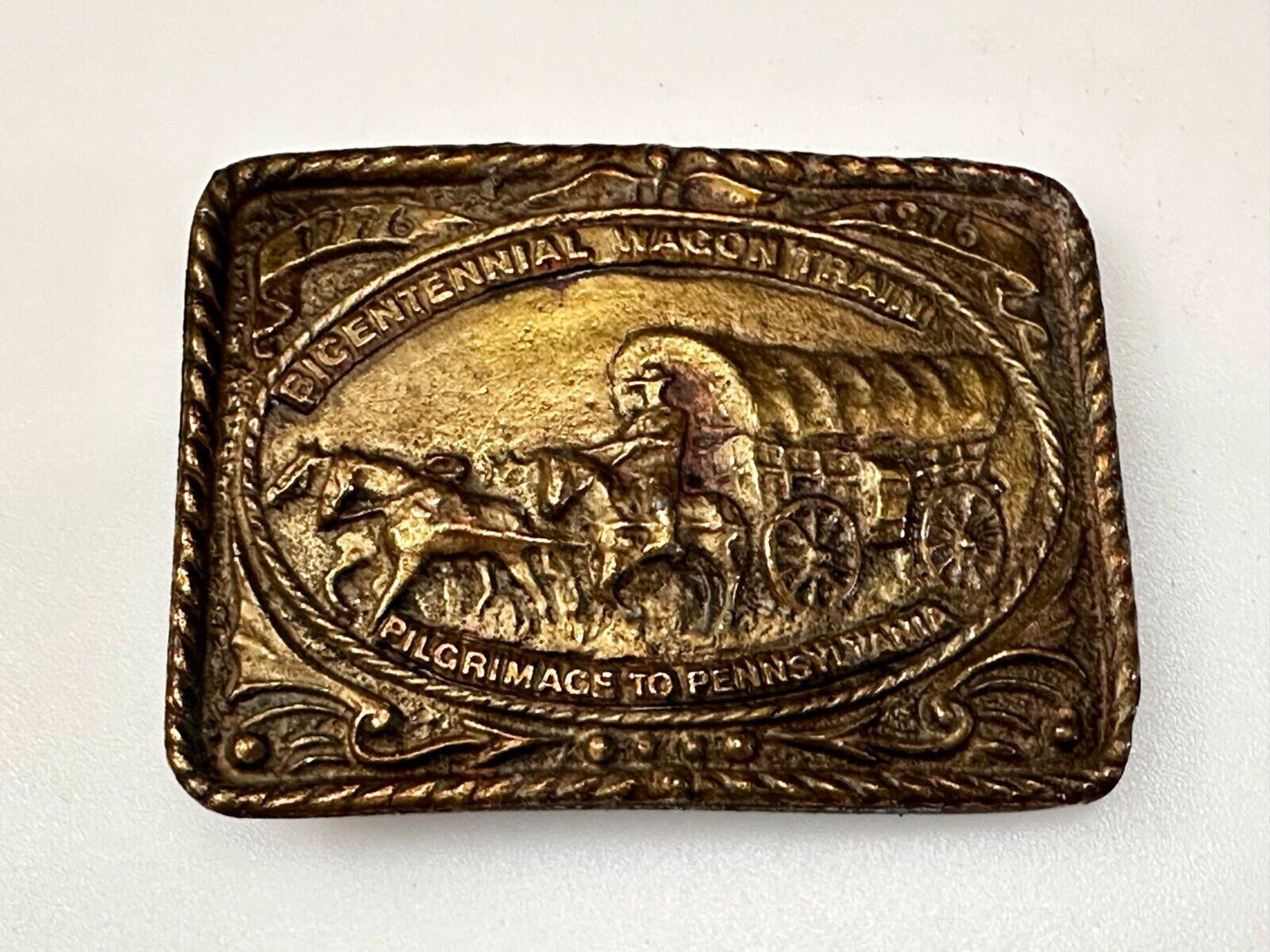 Bicentennial Wagon Train Pilgrimage Pennsylvania American Revolution Belt Buckle