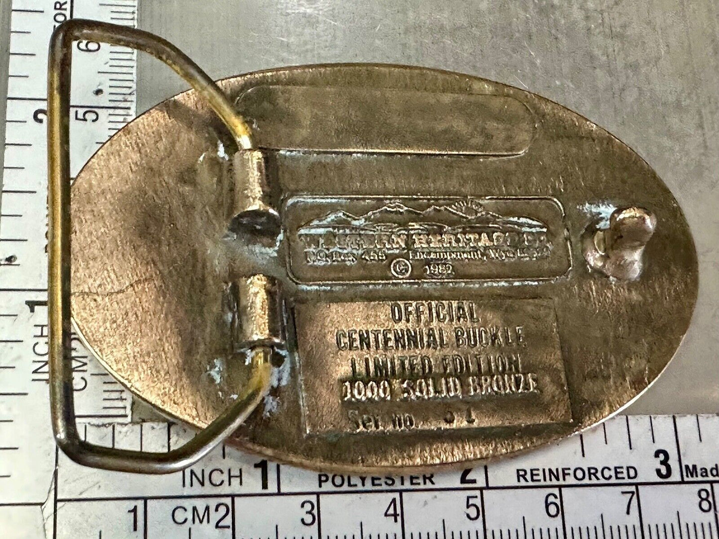 1982 Pocatello Idaho Train Centennial Solid Bronze Western Heritage Belt Buckle