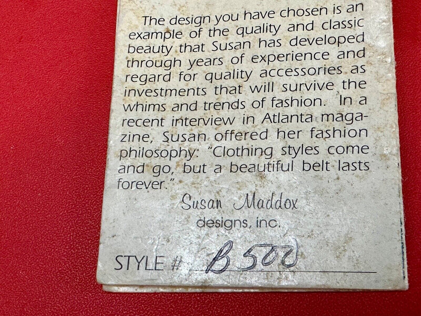 Susan Maddox gold tone abstract style NOS belt buckle