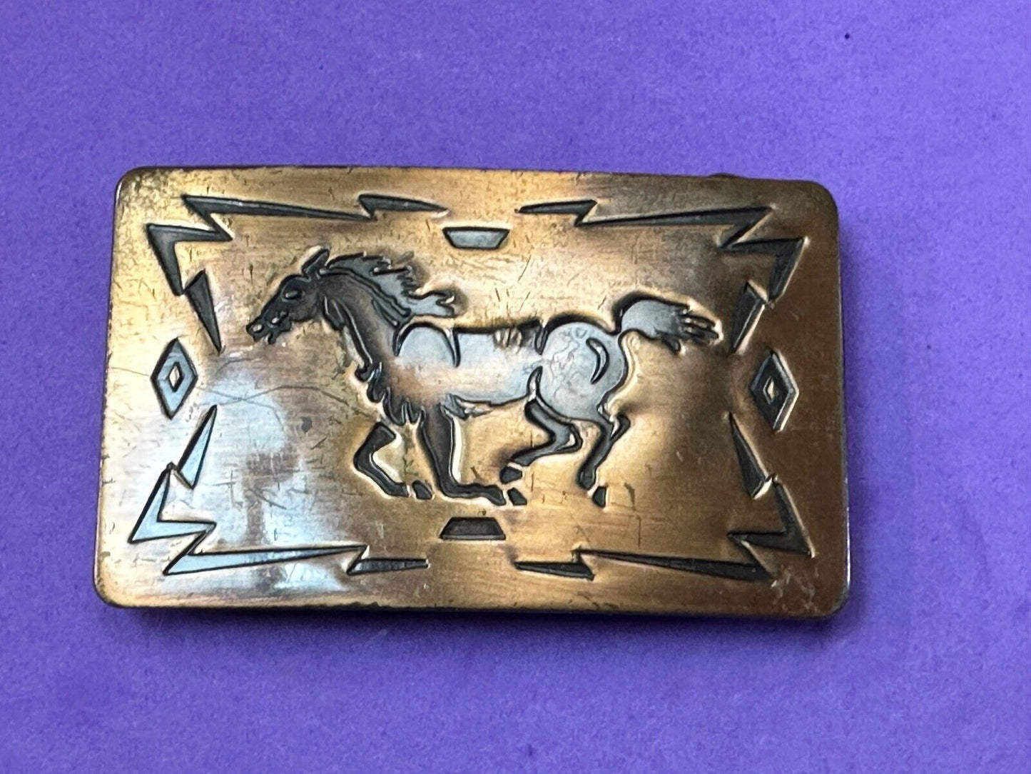 Vintage Chambers Copper Horse Belt Buckle Made in U.S.A. Rare see pictures!