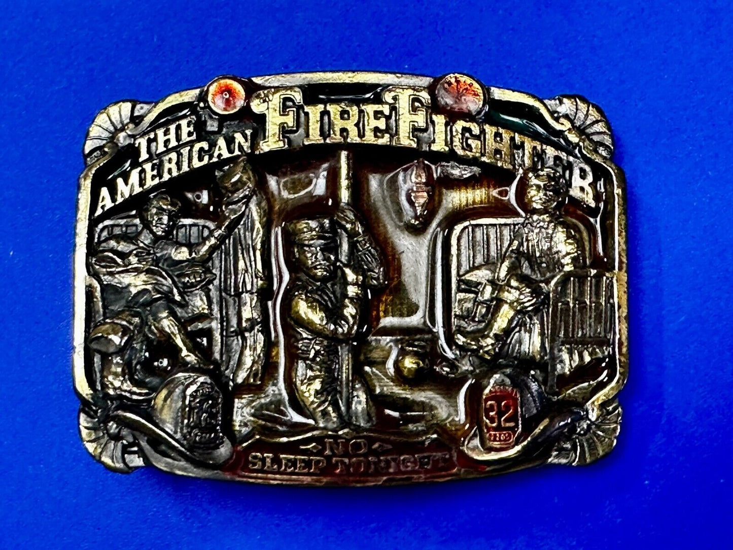 1986 The American Fire Fighter - No Sleep Tonight Vintage Belt Buckle