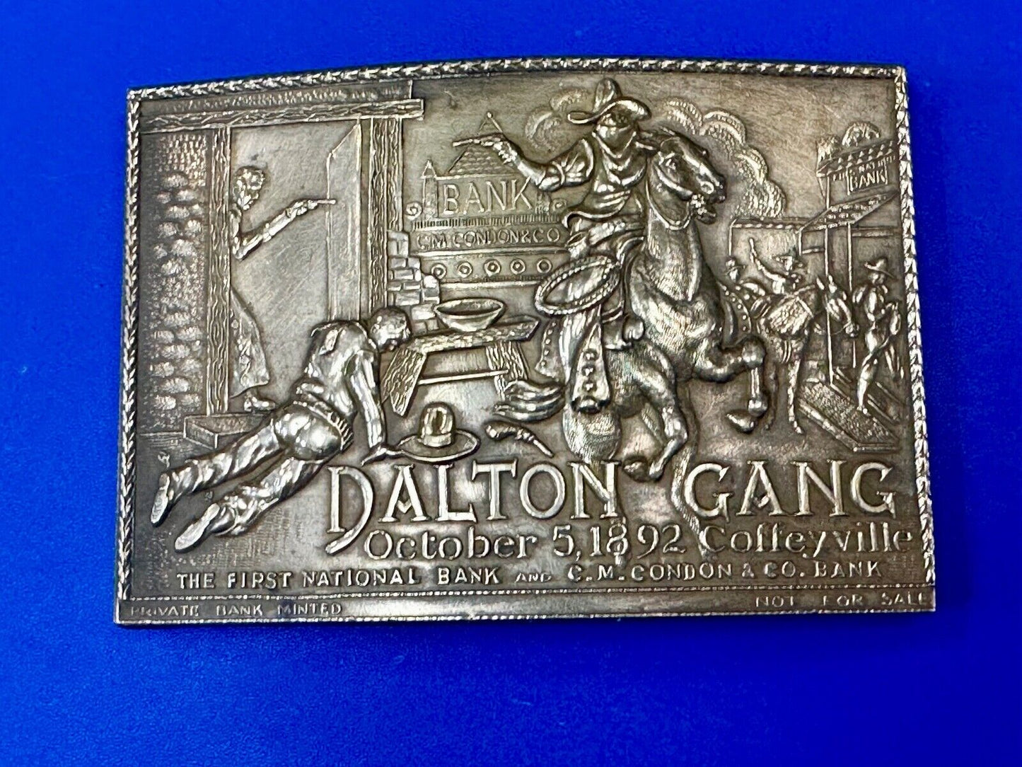 The Dalton Gang Collectors Brass Belt Buckle West Cowboy Style - see Hallmarks!