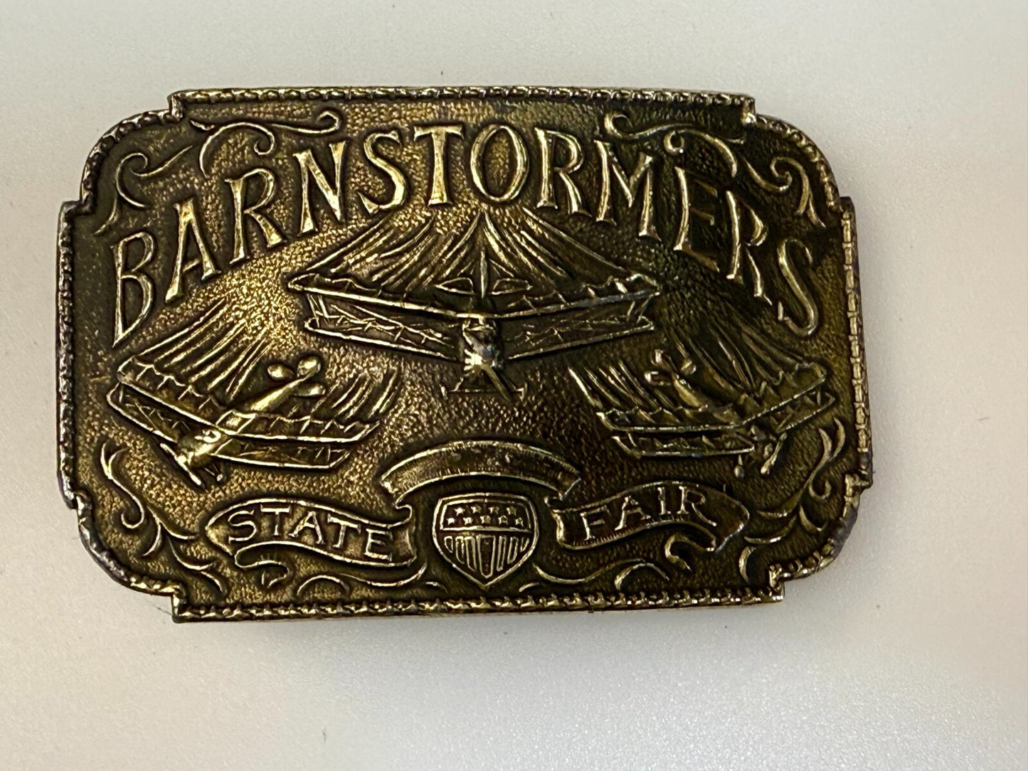 Barnstormers State Fair Show Bi Plane Fixed Wing Aircraft Lewis Belt Buckle