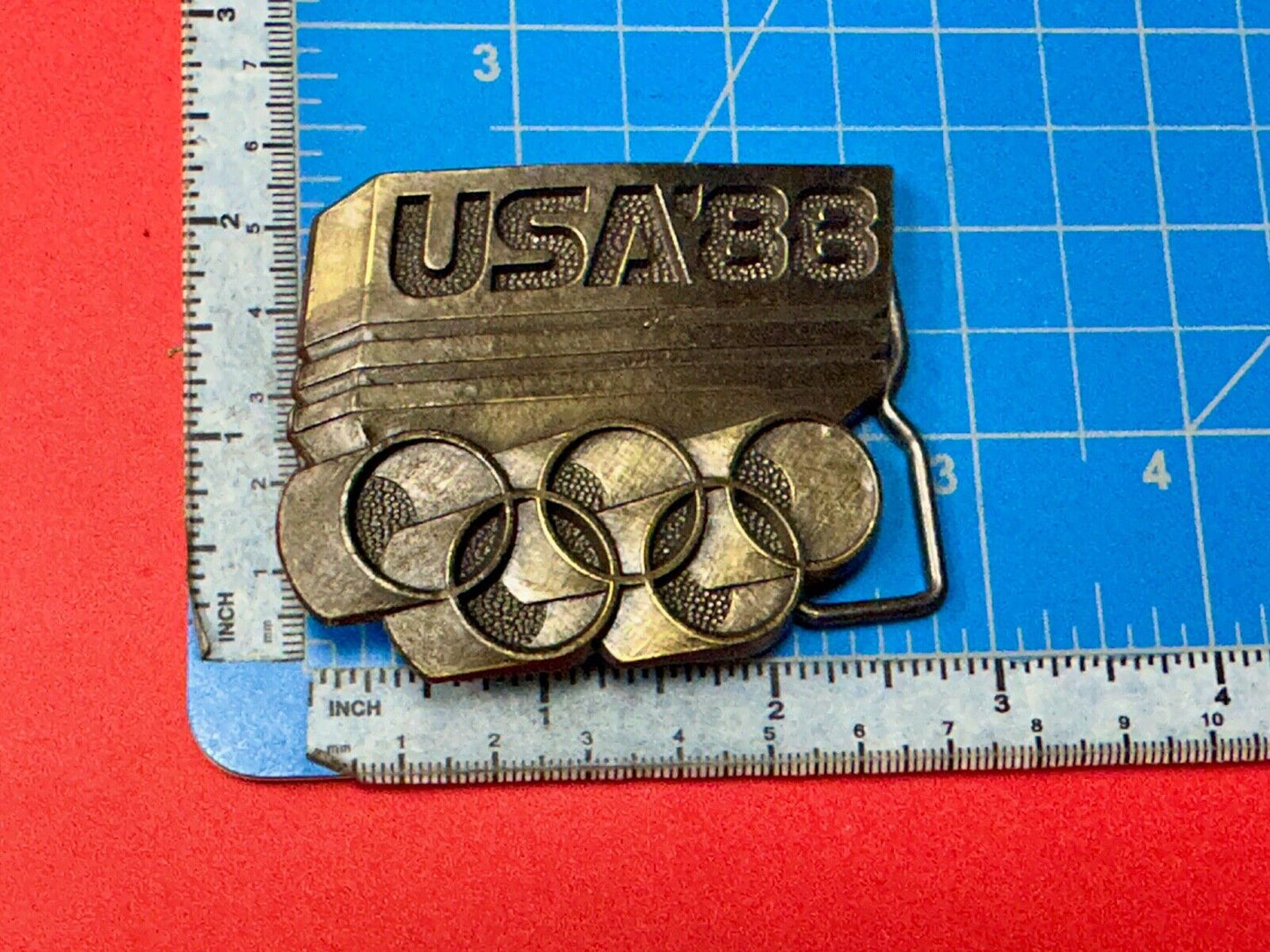 USA Olympic Games 1988 Five Ring Emblem logo belt buckle