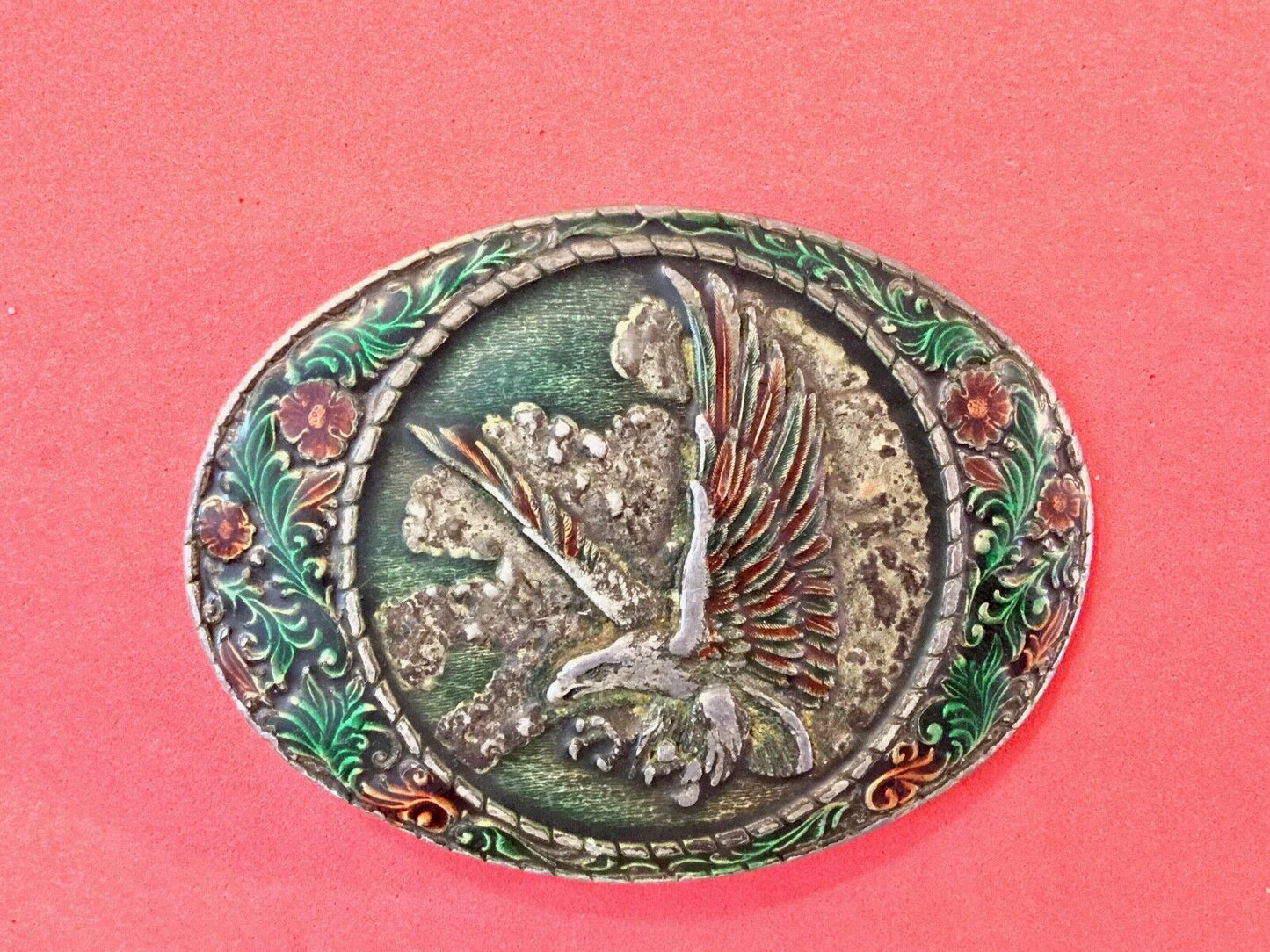 Vintage 1982 Eagle Head Belt Buckle Indiana Metal Craft Western Patriotic Gift