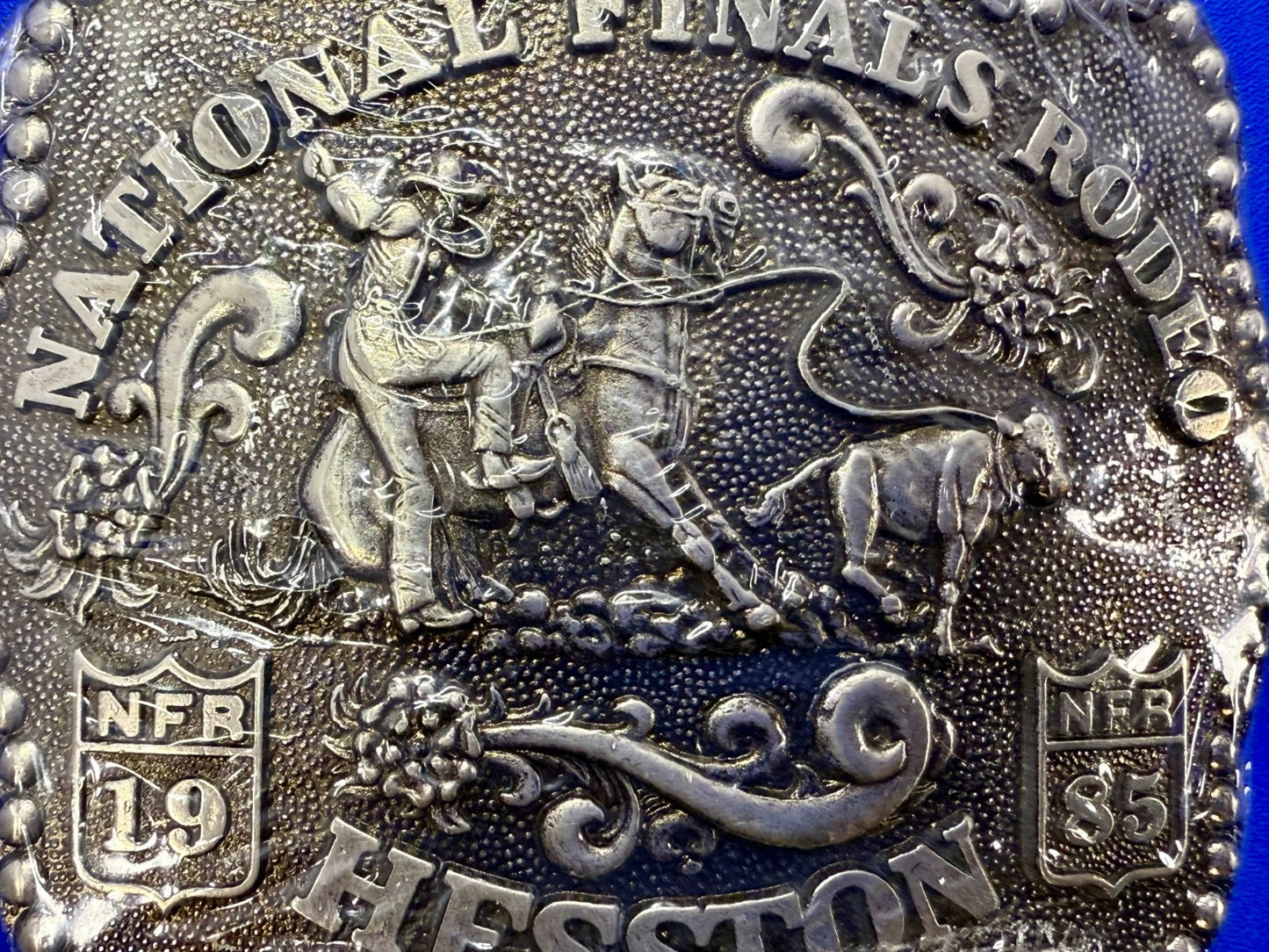 1985 Hesston NFR National Finals Rodeo Calf Roping NOS Collectors Belt Buckle