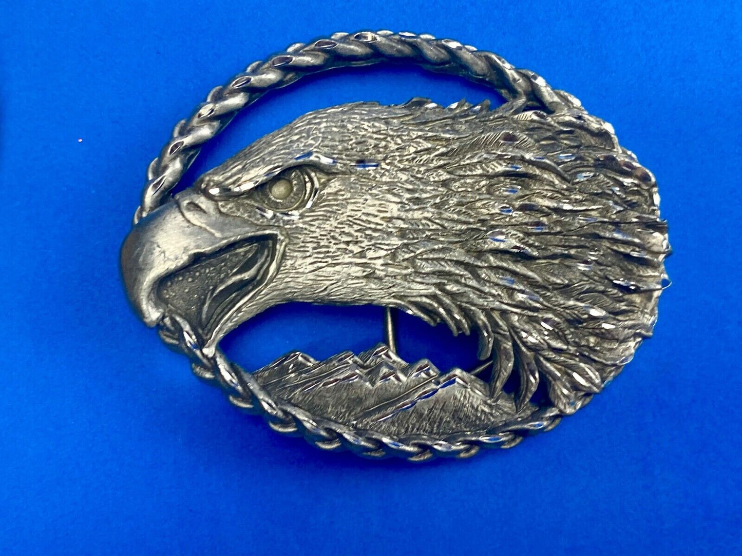 Vintage 1995 EAGLE head see through PEWTER belt buckle by EJC