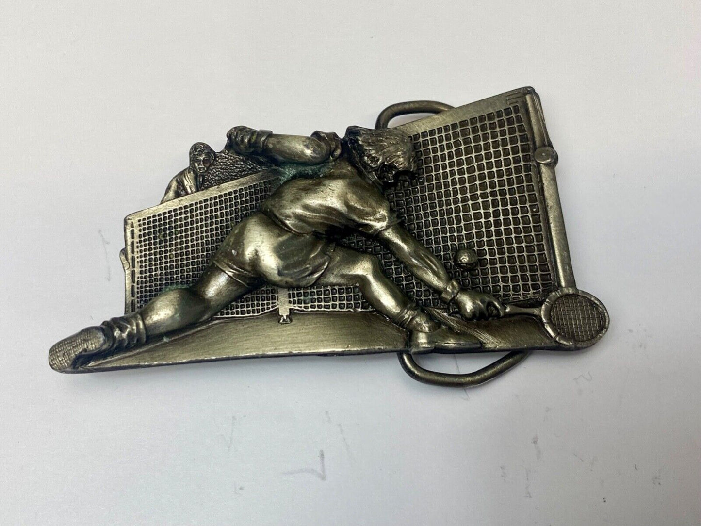 TENNIS sport game A-86 Vintage 1980 Bergamot brass works belt buckle