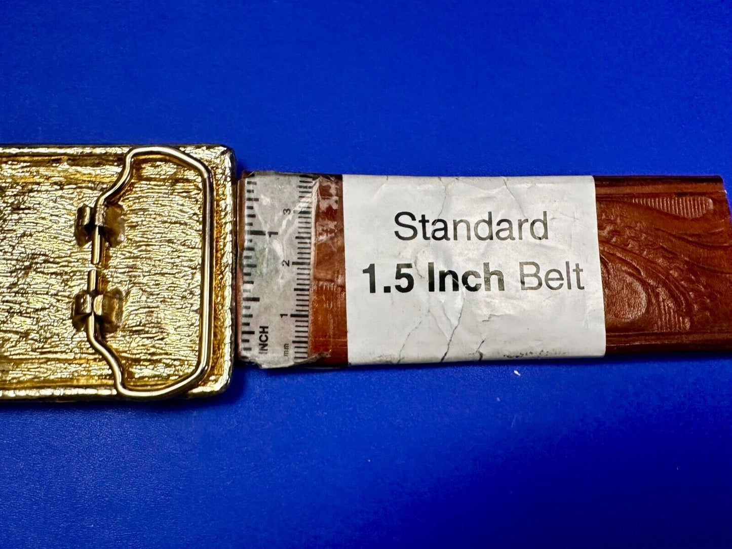 Vintage Artisan Handcrafted Cut & Polished Stone Slab In Gold Tone Belt Buckle