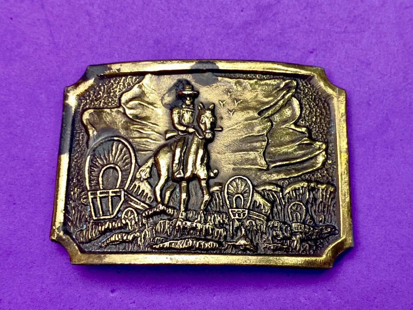 Tall in the Saddle Art Western Horse and Cowboy Way of Life Vtg. Belt Buckle