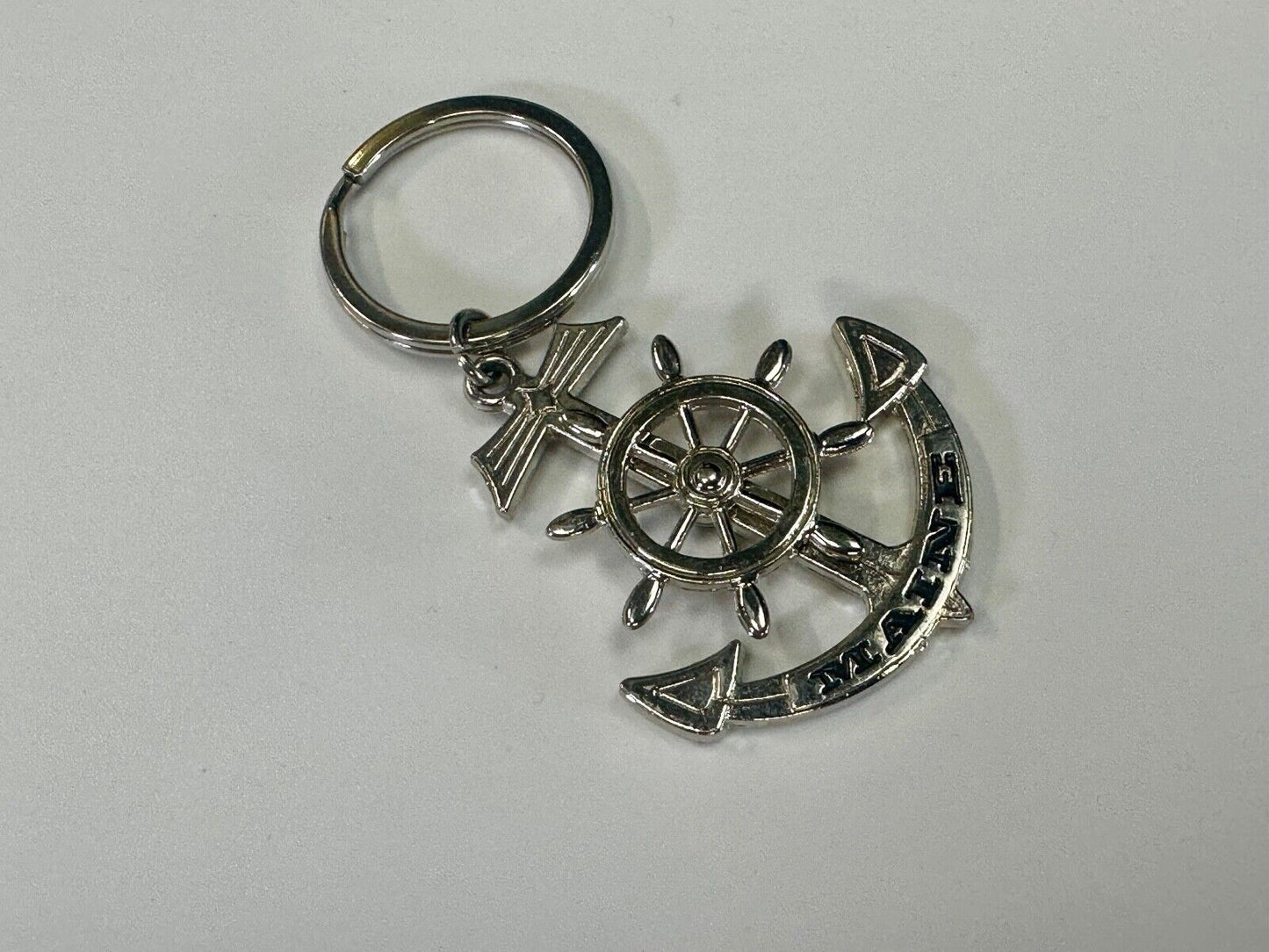 The great State of Maine Nautical Boat Anchor Wheel Keychain - Key Ring Chain