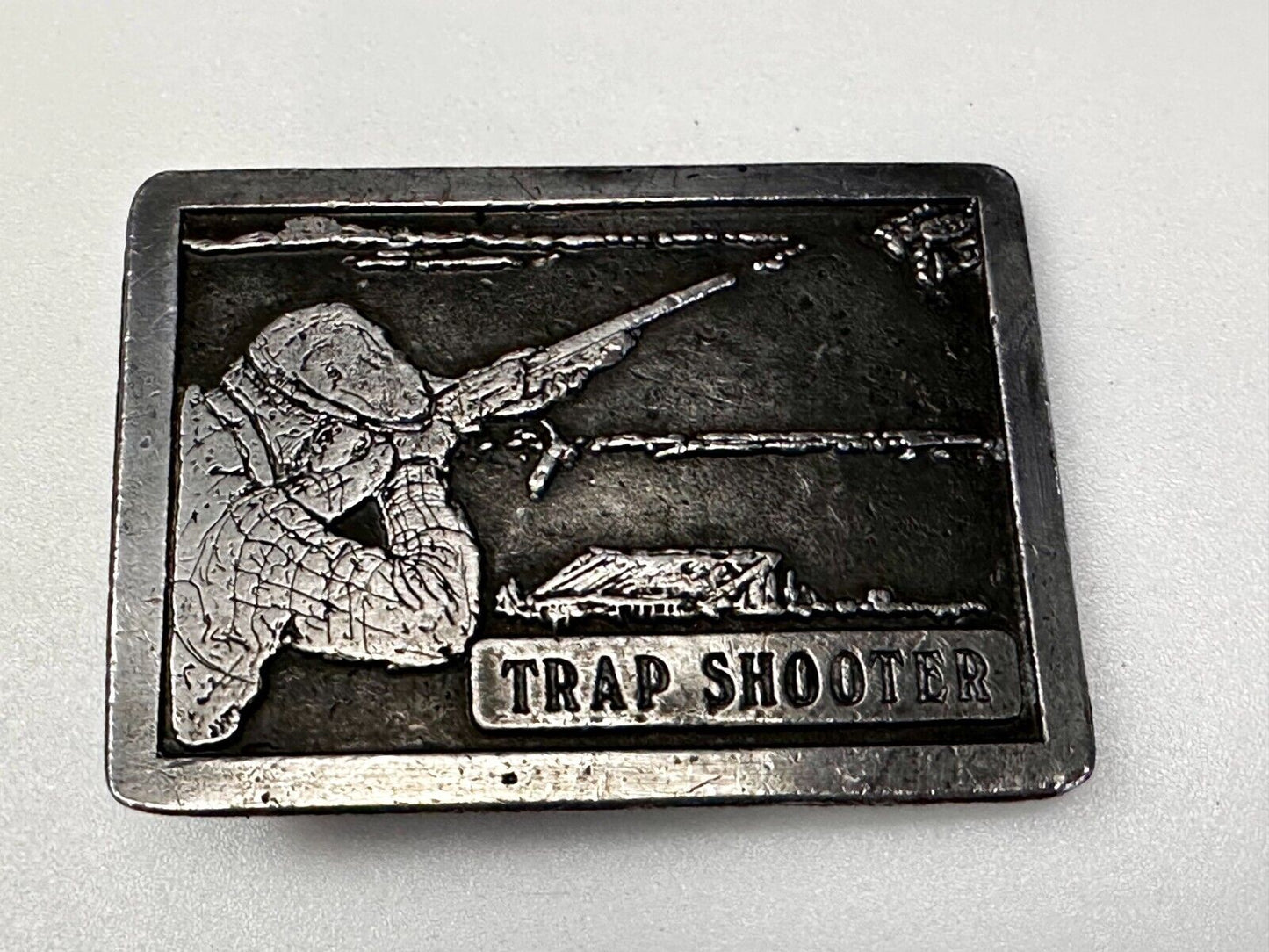 Trap Shooter Shooting Positions Gun Rifle Sports Vintage 1976 Belt Buckle by NS