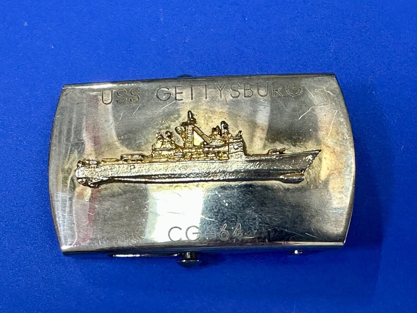 USS Gettysburg CG-64 Ticonderoga-class battleship solid brass belt buckle
