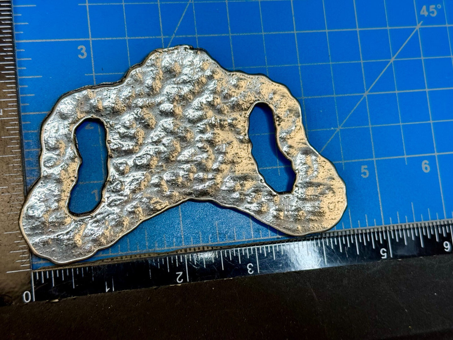 Textured Metal Statement Silver Tone Hippy Vibe Large Scarf Belt Slide Buckle