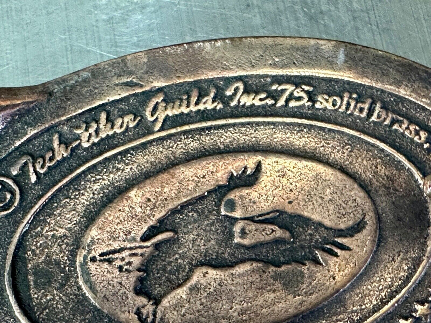 BALD EAGLE - vintage Tech Ether Guild Hippy style solid brass belt buckle