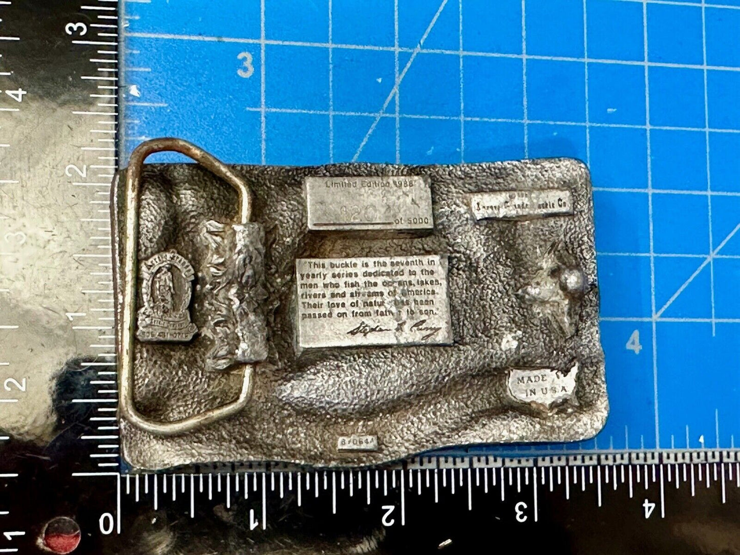 1988 American Fisherman Commemorative Arroyo Grande Fish Sport belt buckle