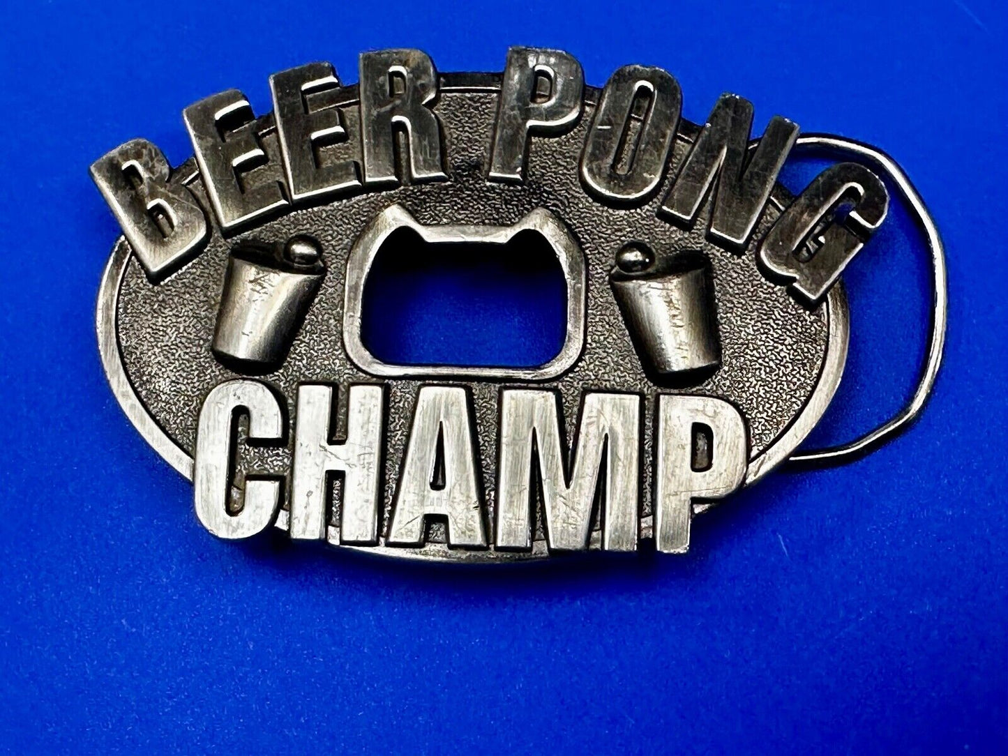 Beer Pong Champ! Vintage Bottle Opener & Belt Buckle by Kalan