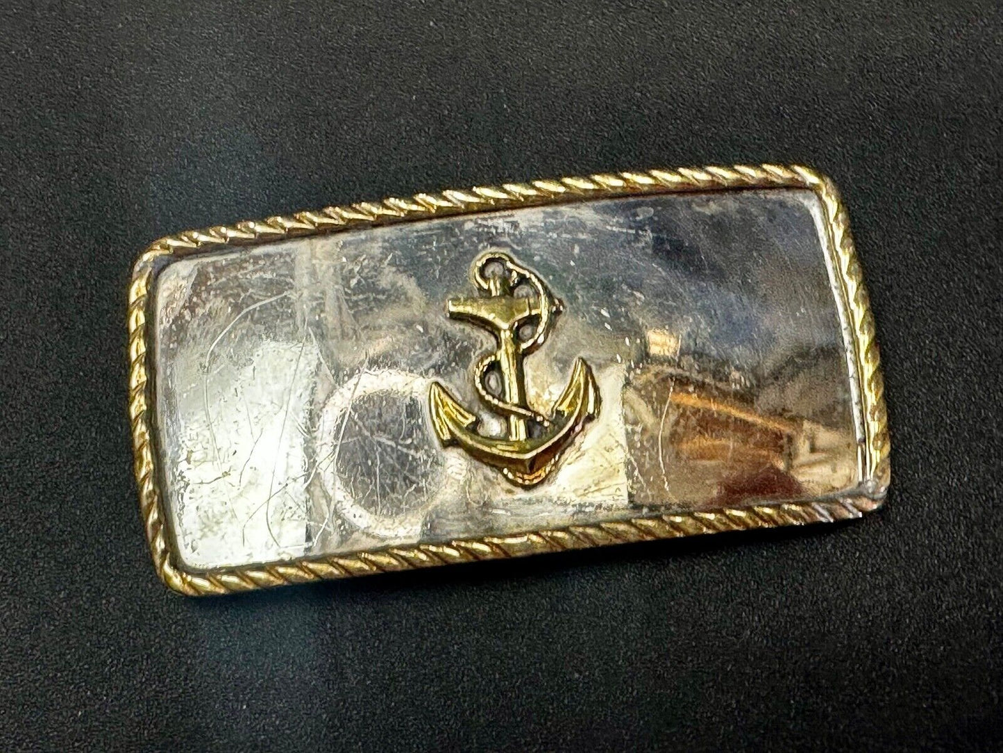 Vintage boat Anchor - Reflective two tone belt slide clip buckle