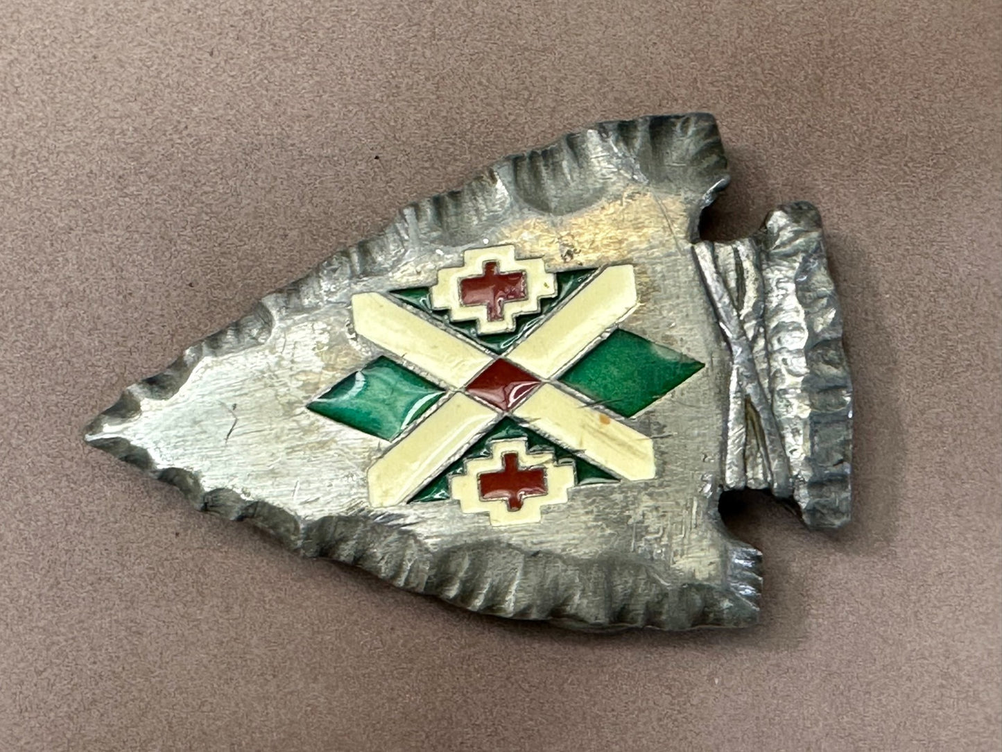 Arrowhead Native American Tribal Art Pattern VTG 1991 Siskiyou Belt Buckle U-92