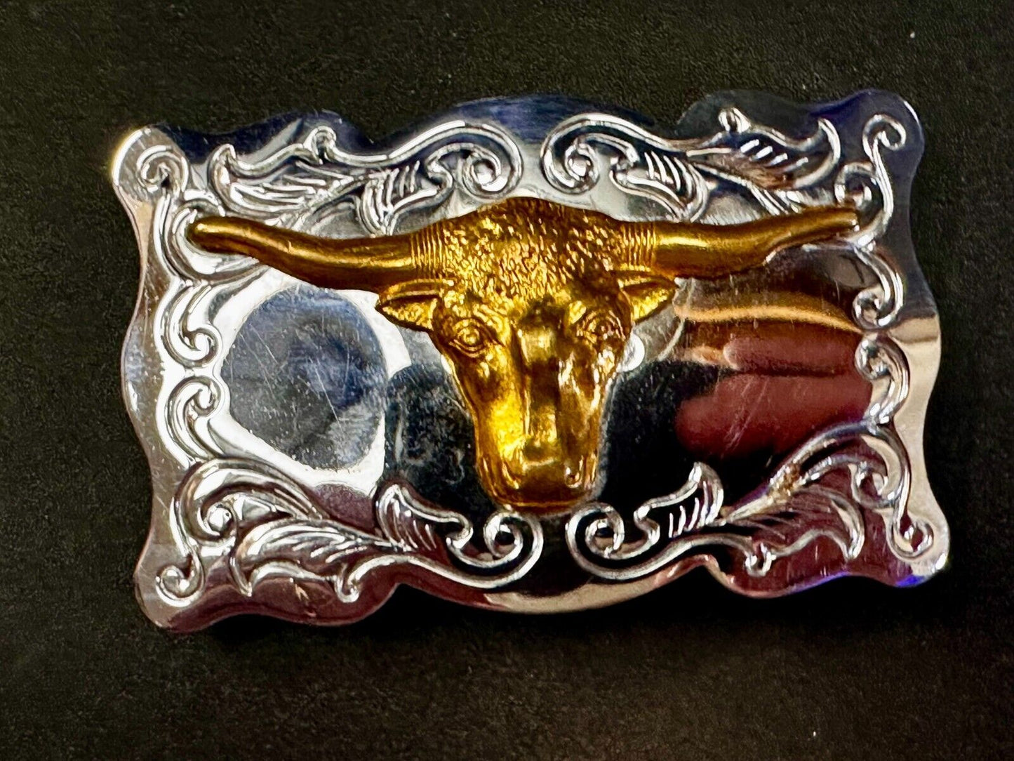 Texas Longhorn Cow Head Steer Western Cowboys Vintage Chambers Belt Buckle