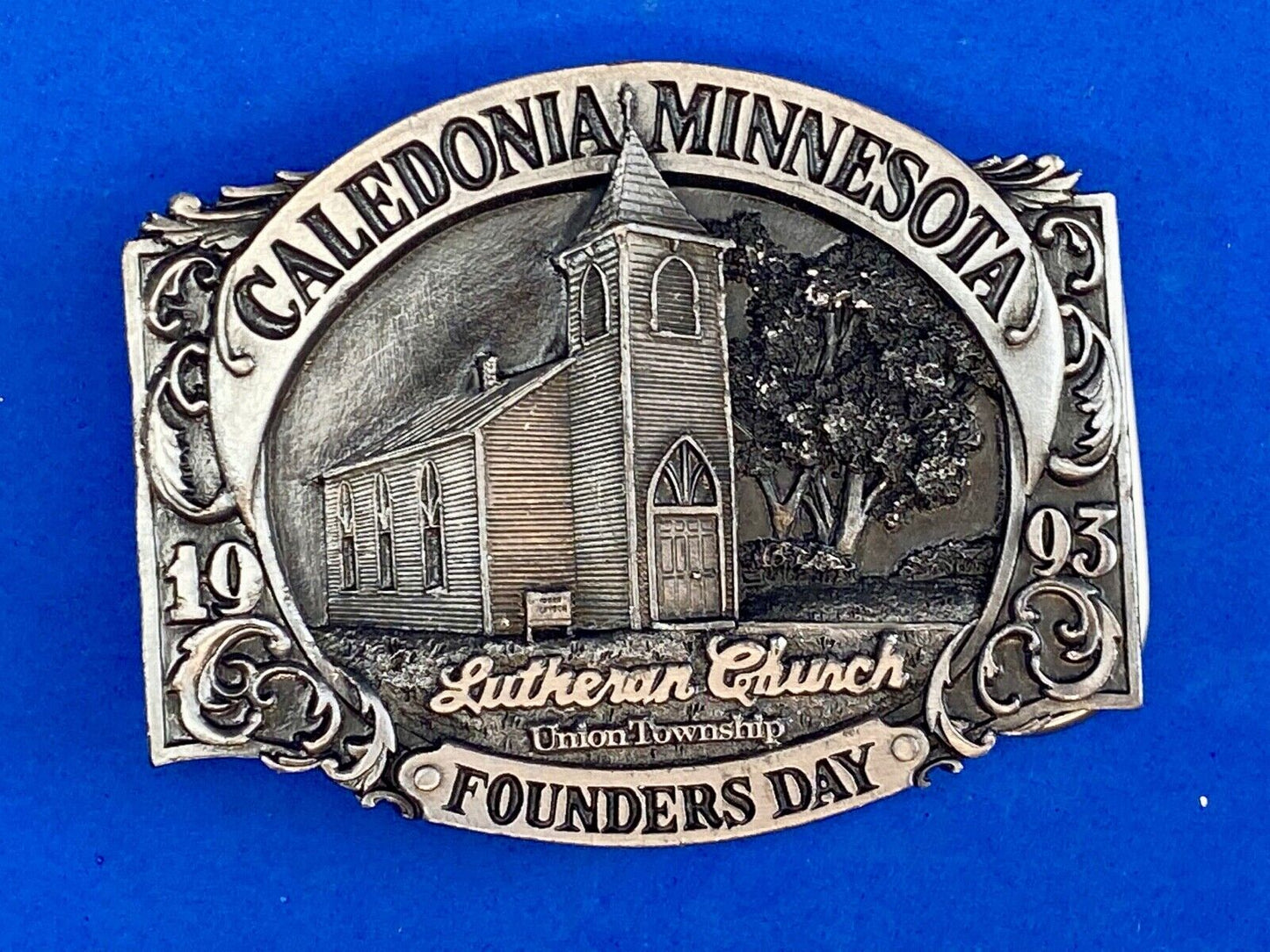 1993 Founder’s Days Caledonia MN belt buckle union township Lutheran church