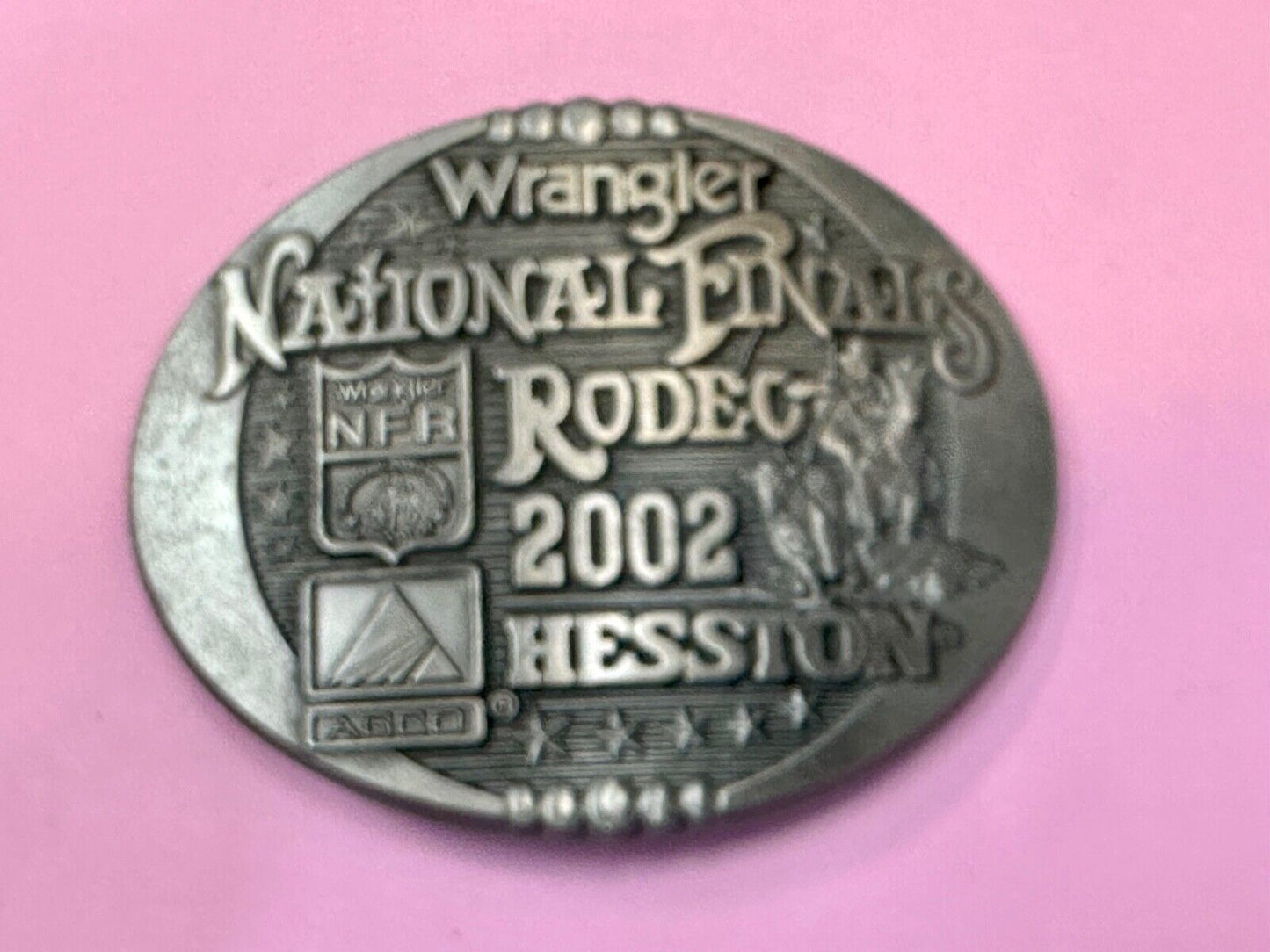 2002 Wrangler Hesston National Finals Rodeo NFR Montana Silversmiths Belt Buckle