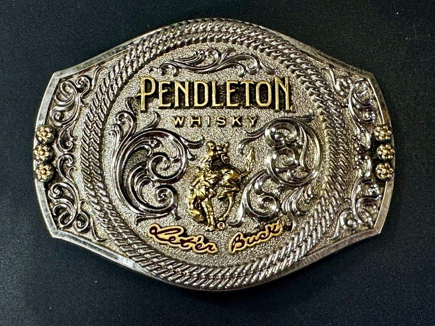 2021 Pendleton whiskey Let'er Buck Rodeo Cowboy Montana Silversmiths Belt Buckle