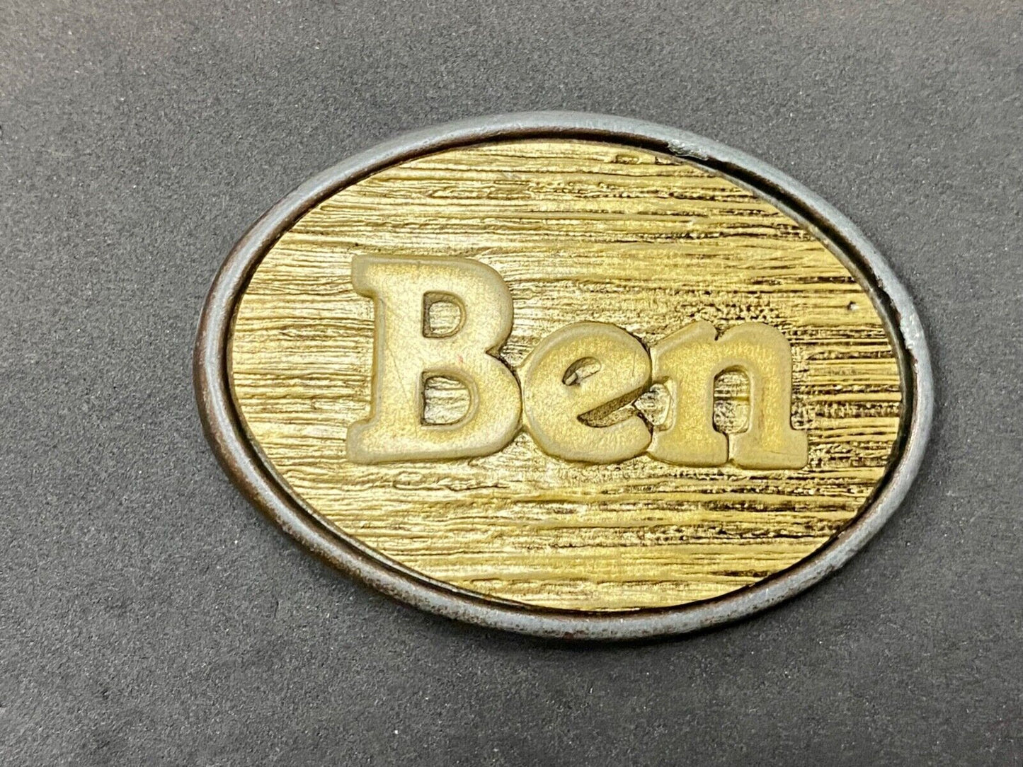 BEN - custom name 1970's Wood Grain theme belt buckle by Oden