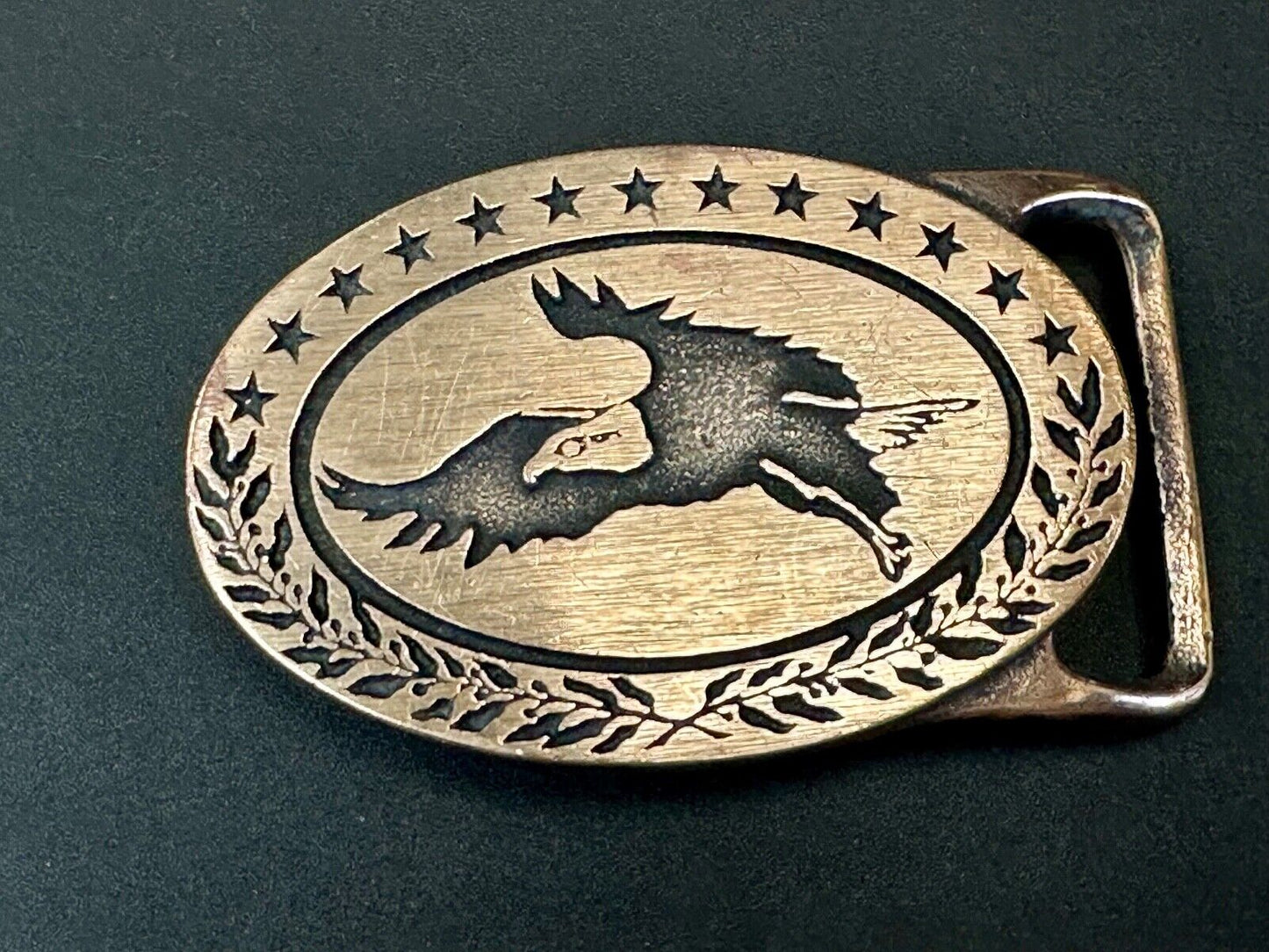 BALD EAGLE - vintage Tech Ether Guild Hippy style solid brass belt buckle