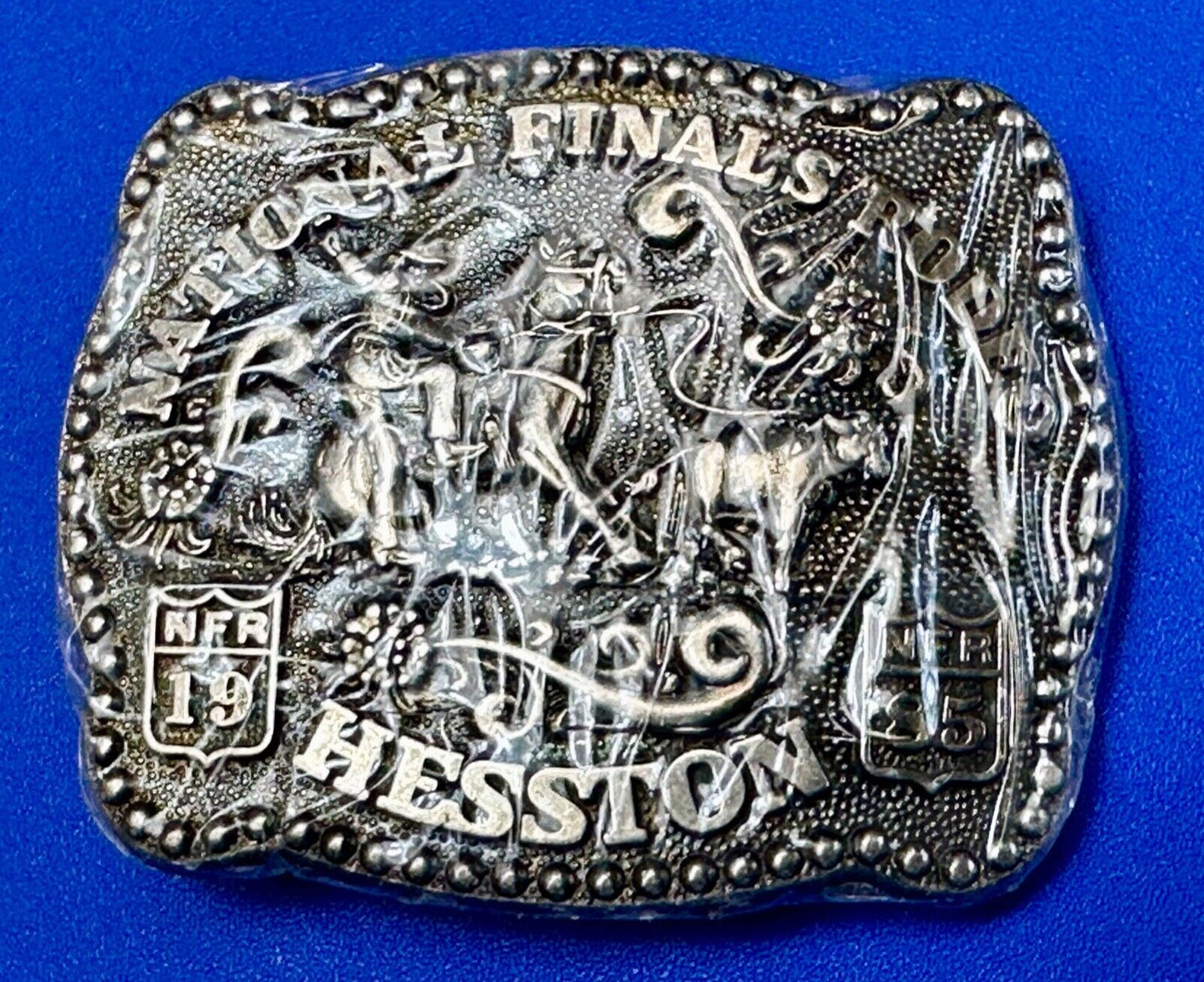 1985 Hesston Youth (small) NFR Belt Buckle in original shrink-wrap Third Eddn,