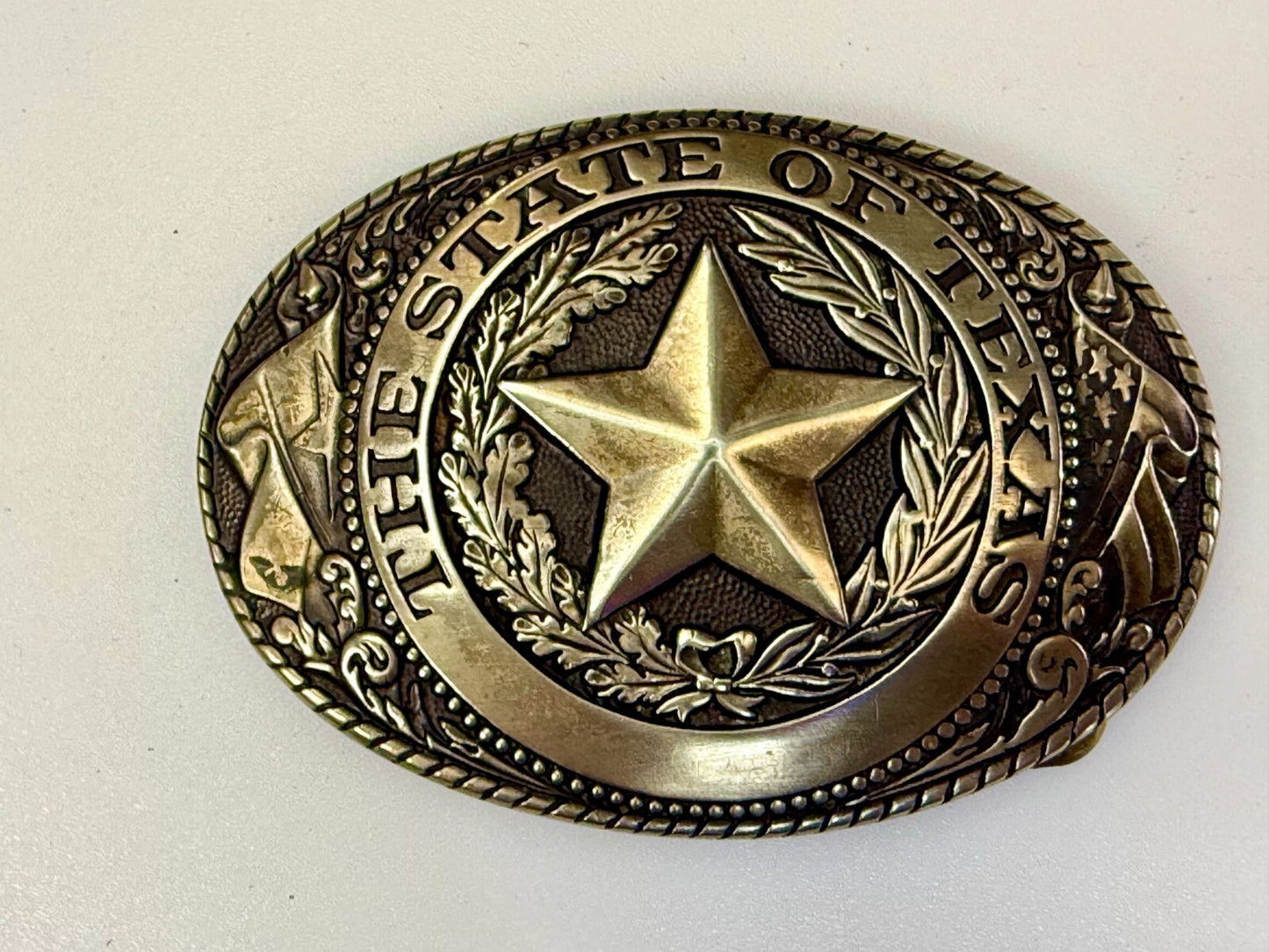 Texas Lone Star State Vintage Statehood Series Solid Brass Tony Lama Belt Buckle