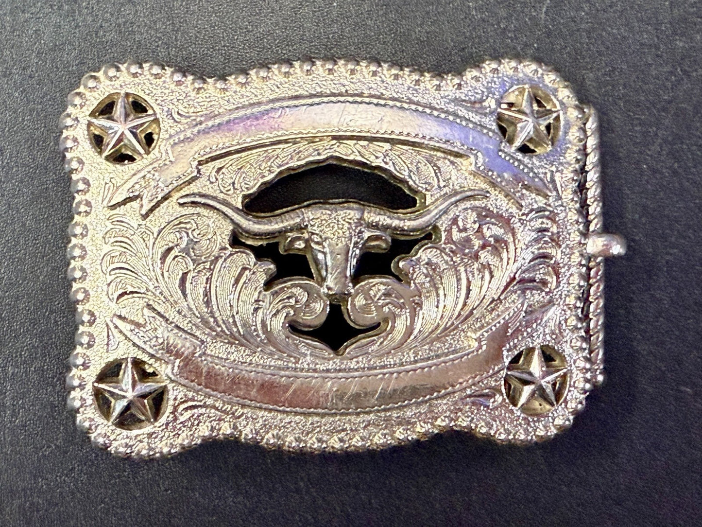 Texas Lonestar Longhorn Cow Bull Head Steer Silver Tone Cowgirls Belt Buckle