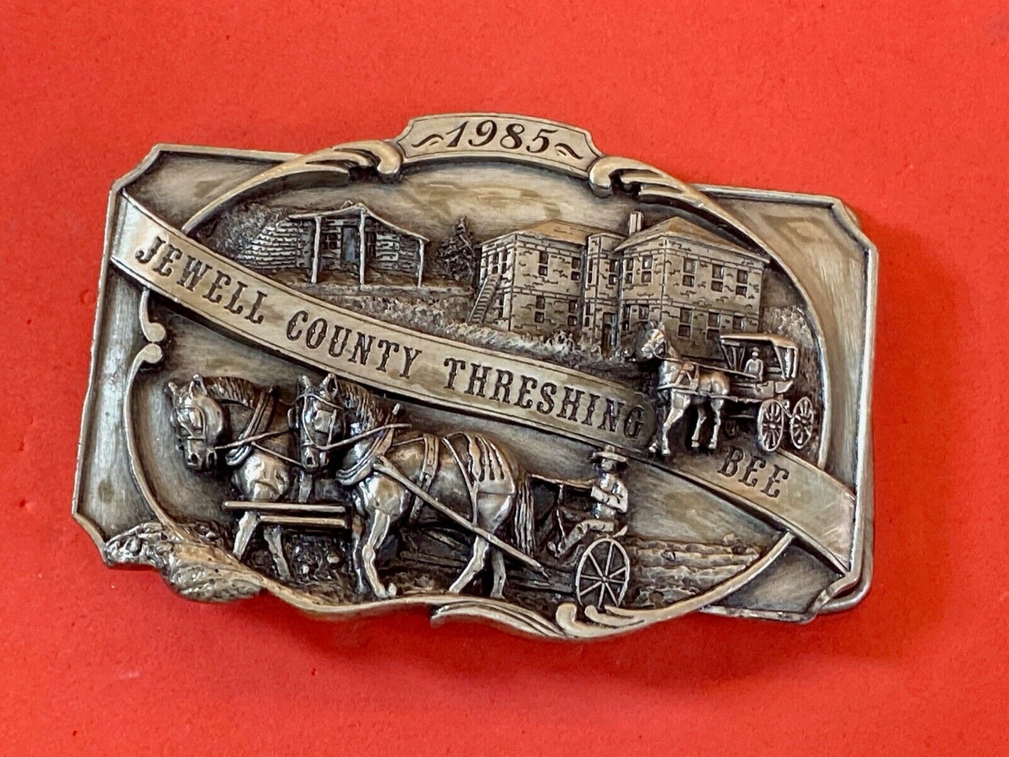Vintage 80’S Jewell County Kansas Threshing Bee Case Farm Siskiyou Belt Buckle