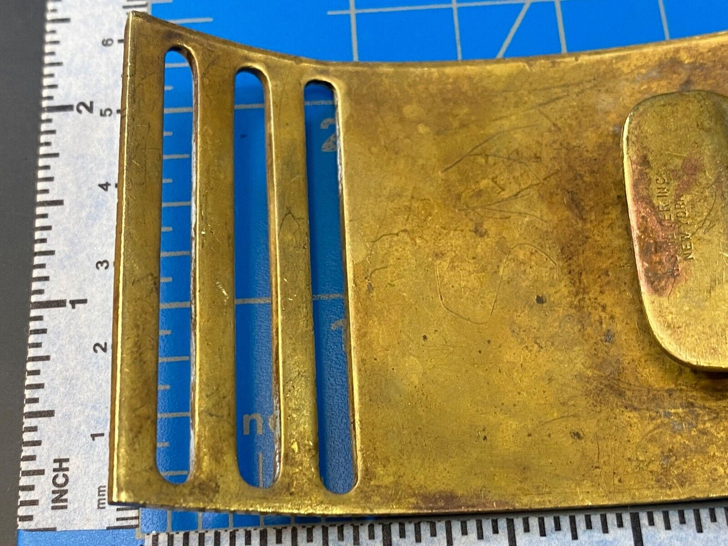 Vintage 2 pc N.S. Meyer Inc New York Brass Dress Military belt buckle