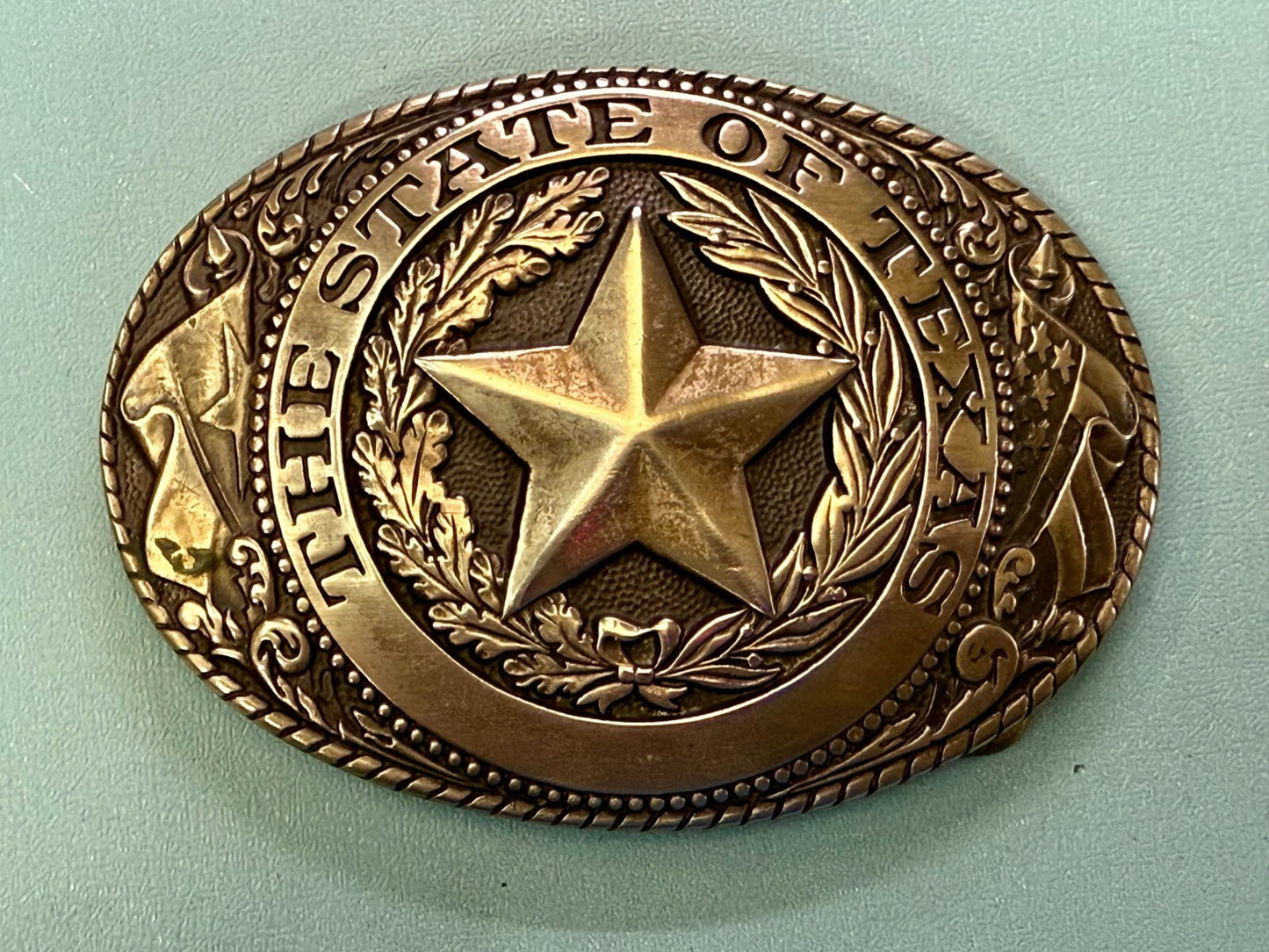 Texas Lone Star State Vintage Statehood Series Solid Brass Tony Lama Belt Buckle