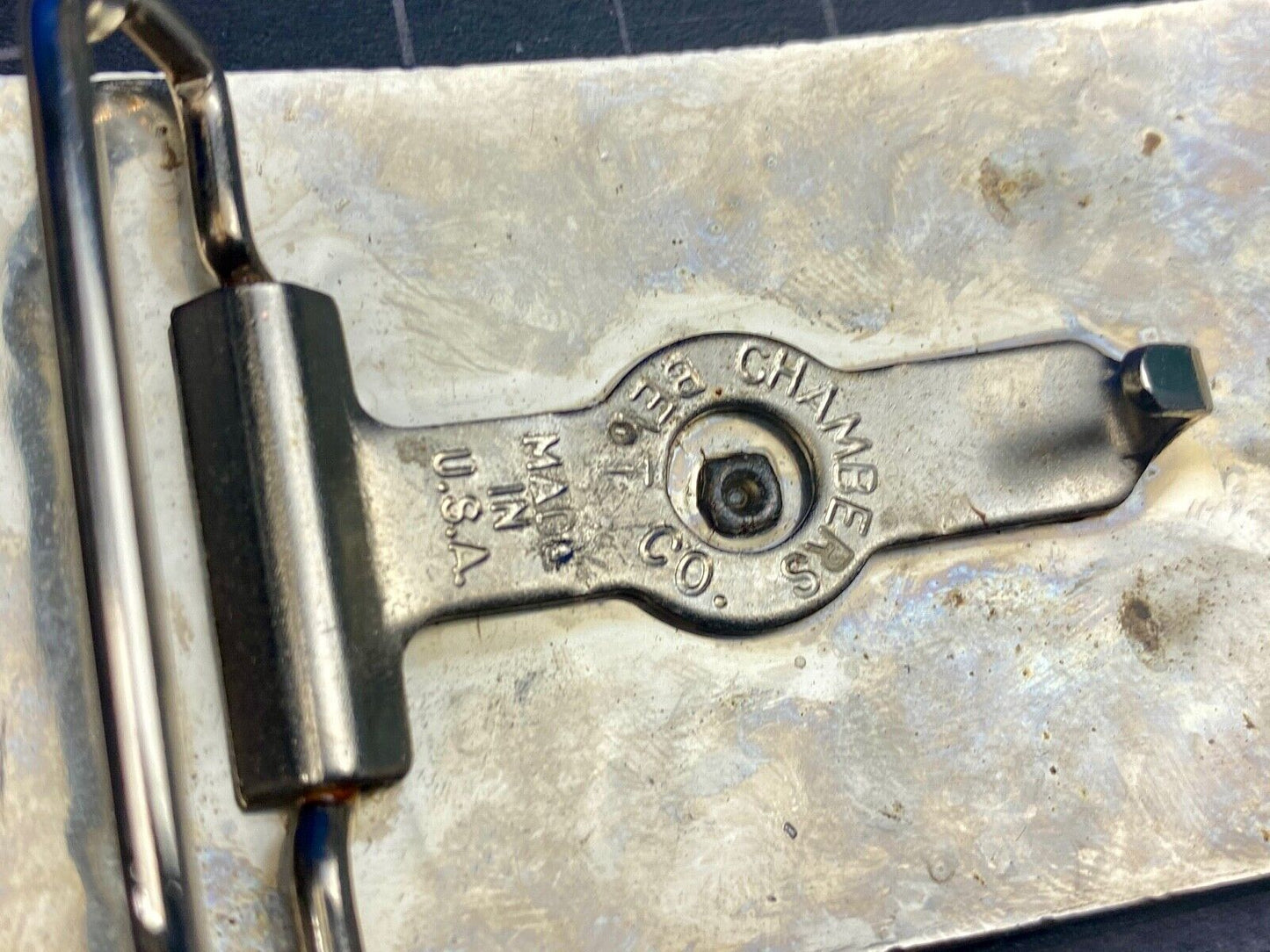 Vintage Chambers western Saddle Belt Buckle with cattle branding symbols