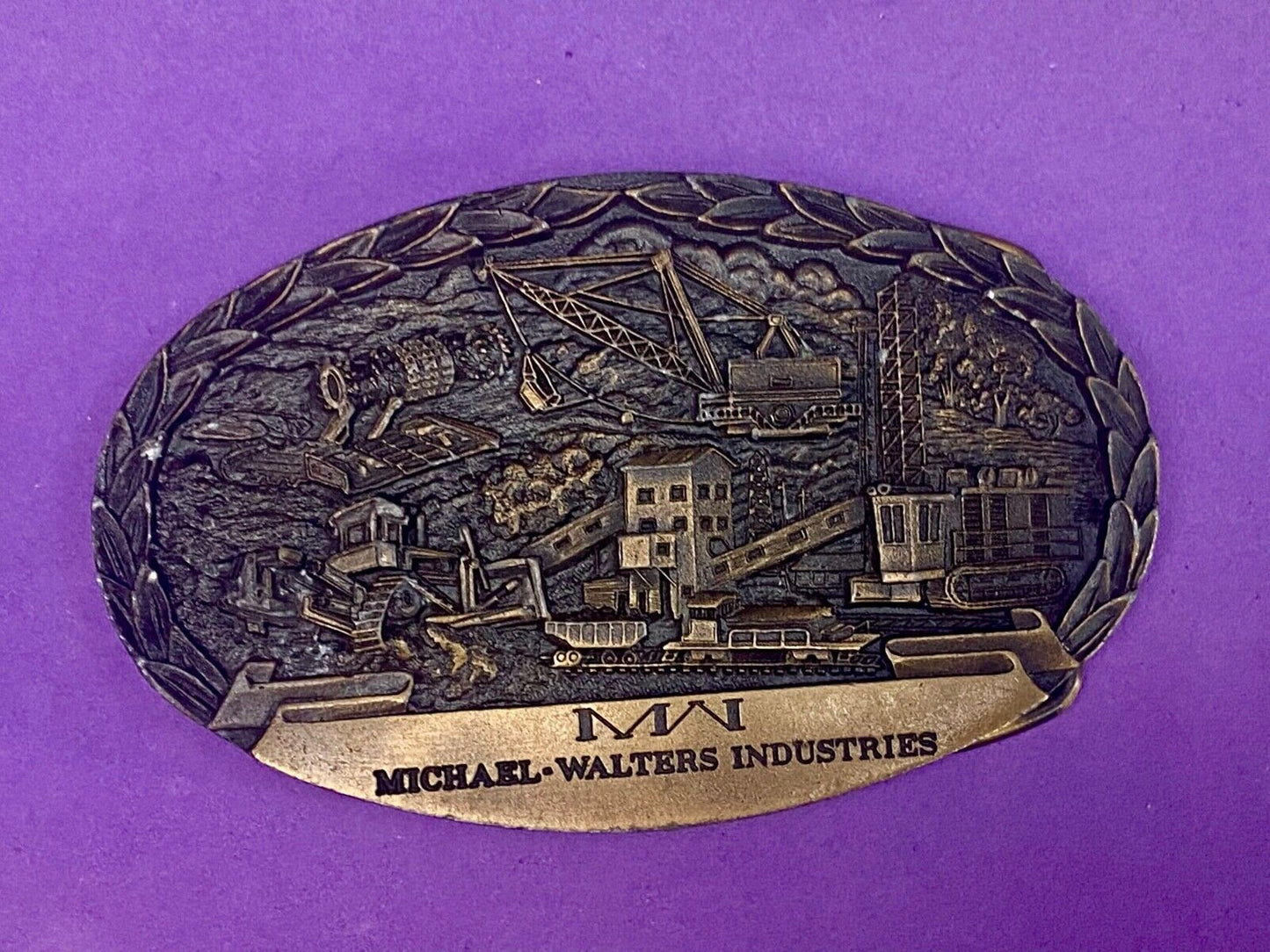 Vintage 1984 Michael Walters Industries Vintage Belt Buckle -Indiana Metal Craft