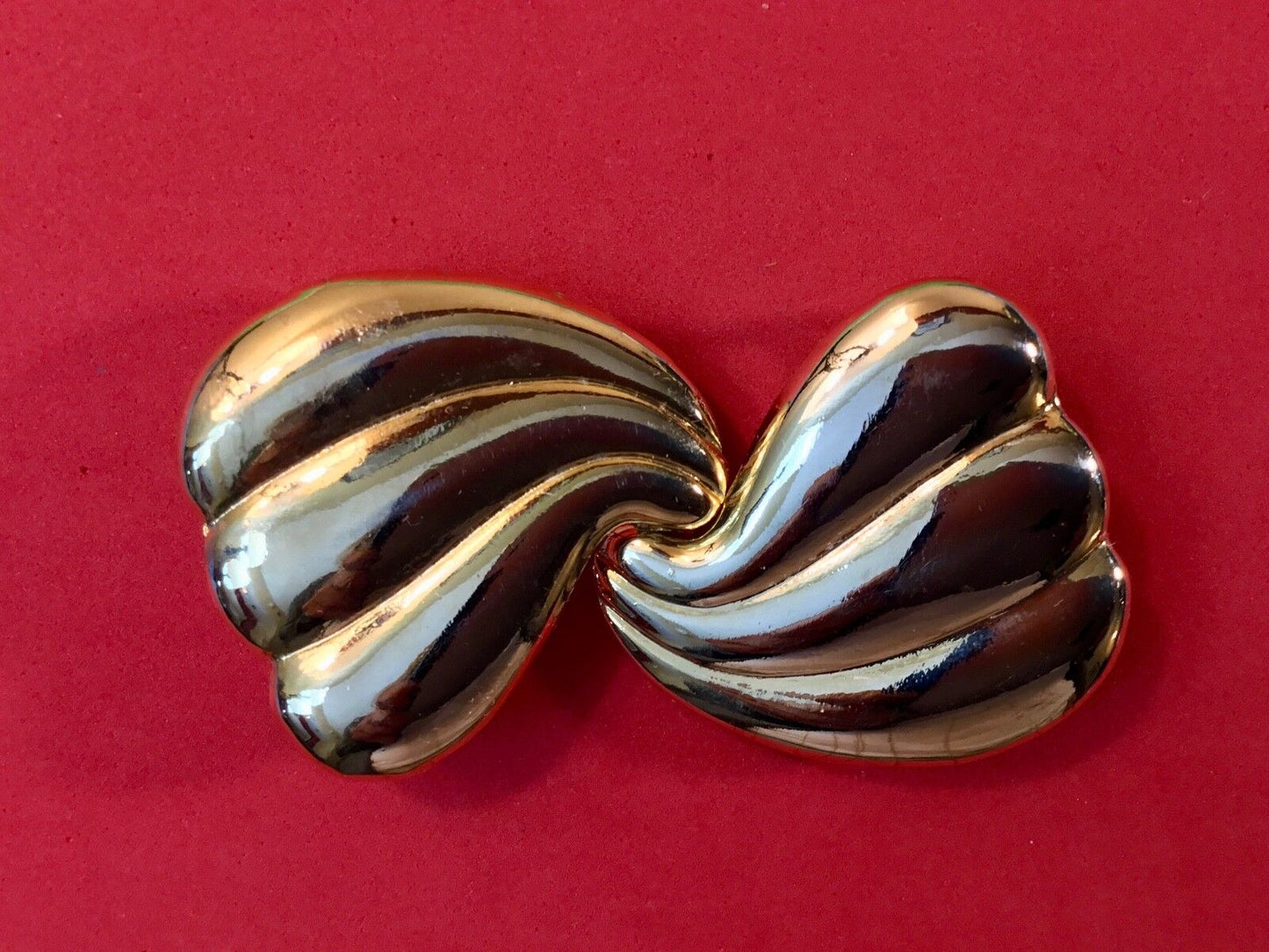 Vintage Antique two piece Sold tone Scarf Clip Signed Belt Buckle by ?