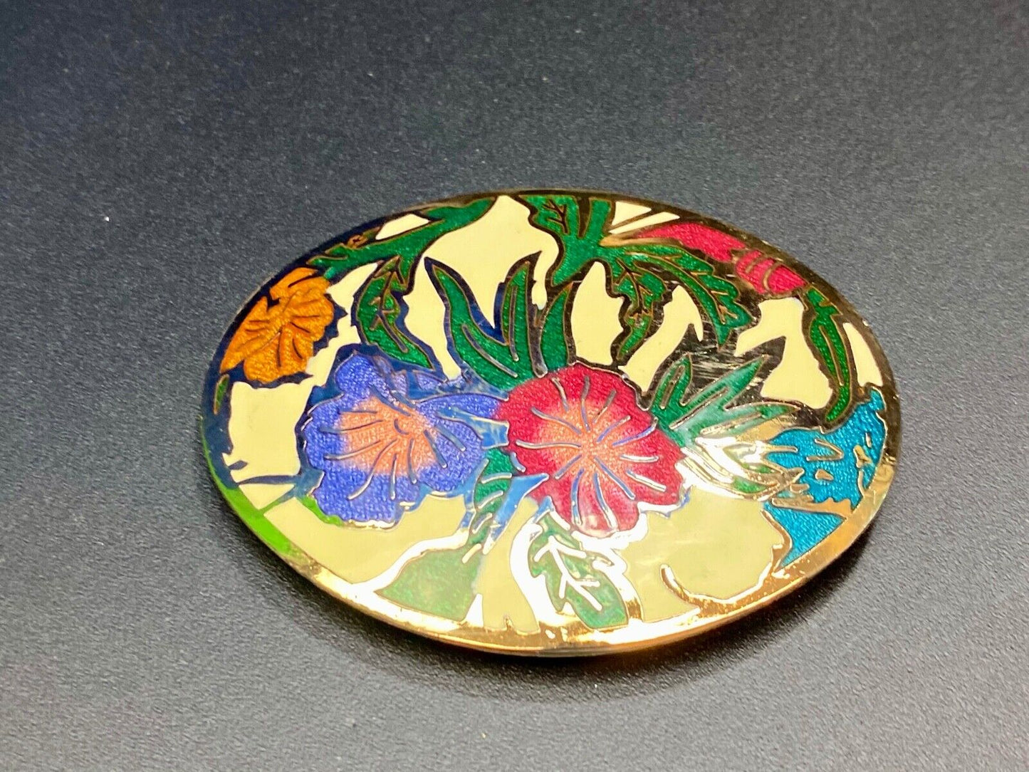 Beautiful sp77 enamel flower paint? scarf purse belt tie buckle